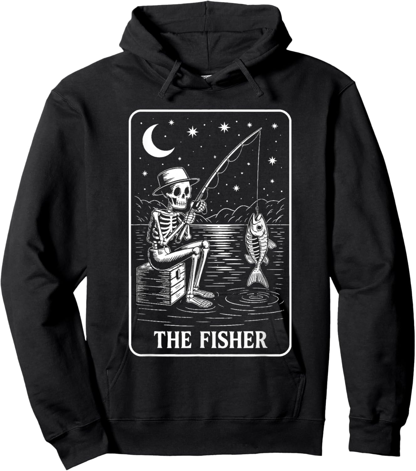The Fisher Tarot Card Skeleton Fishing Lover Funny Gift Hoodie - Hoodie | Black