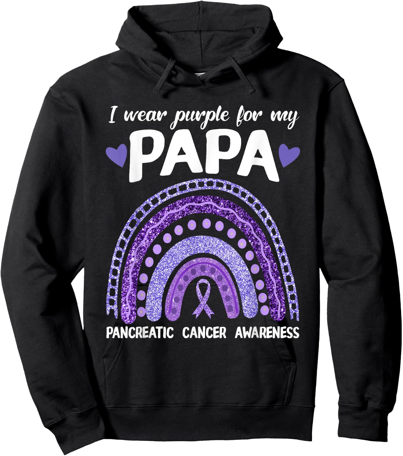 I Wear Purple For My Papa Pancreatic Cancer Rainbow Hoodie - Hoodie | Black