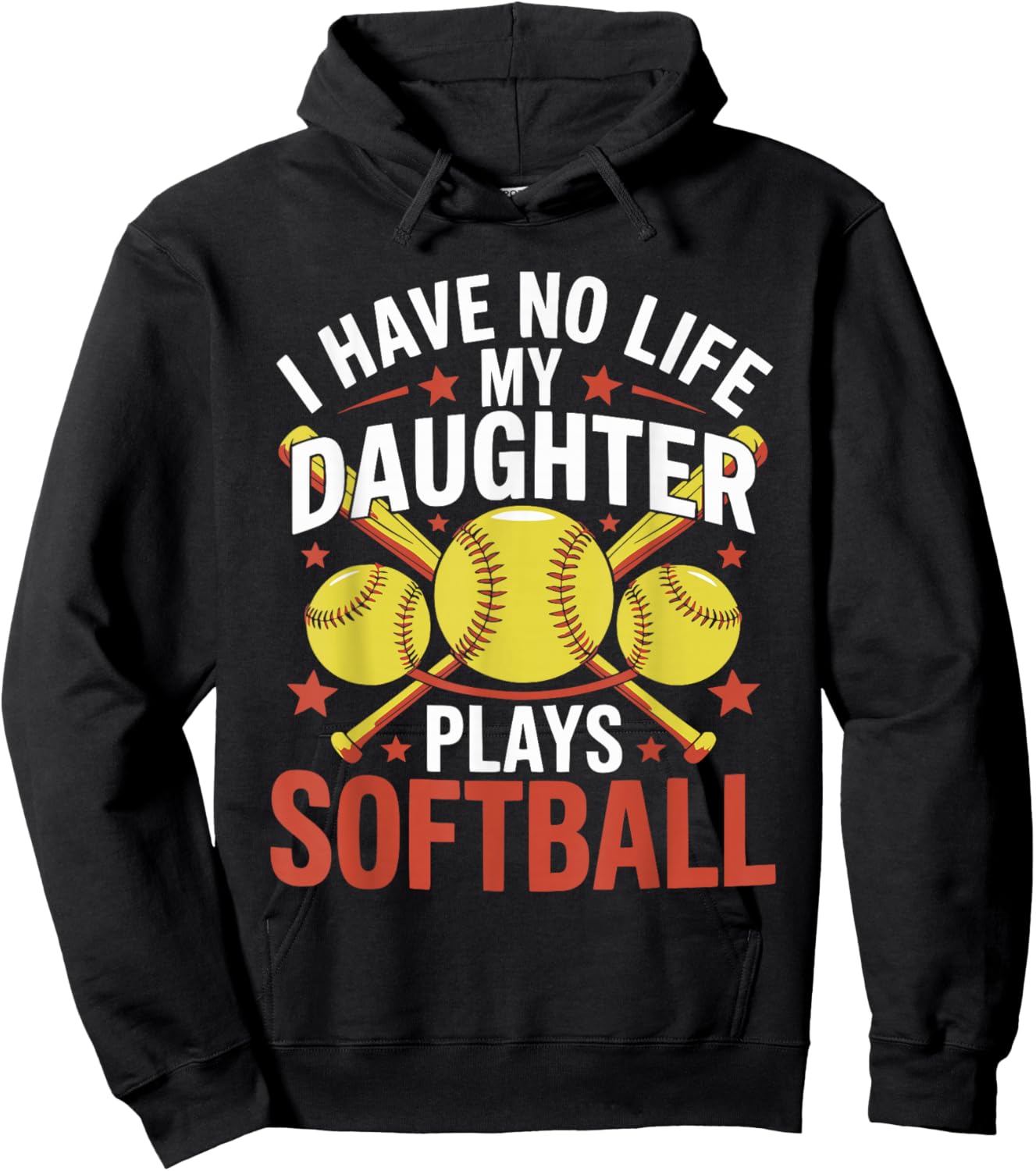 Funny Softball Parents Daughter Mom Mother Dad Father Joke Hoodie - Hoodie | Black