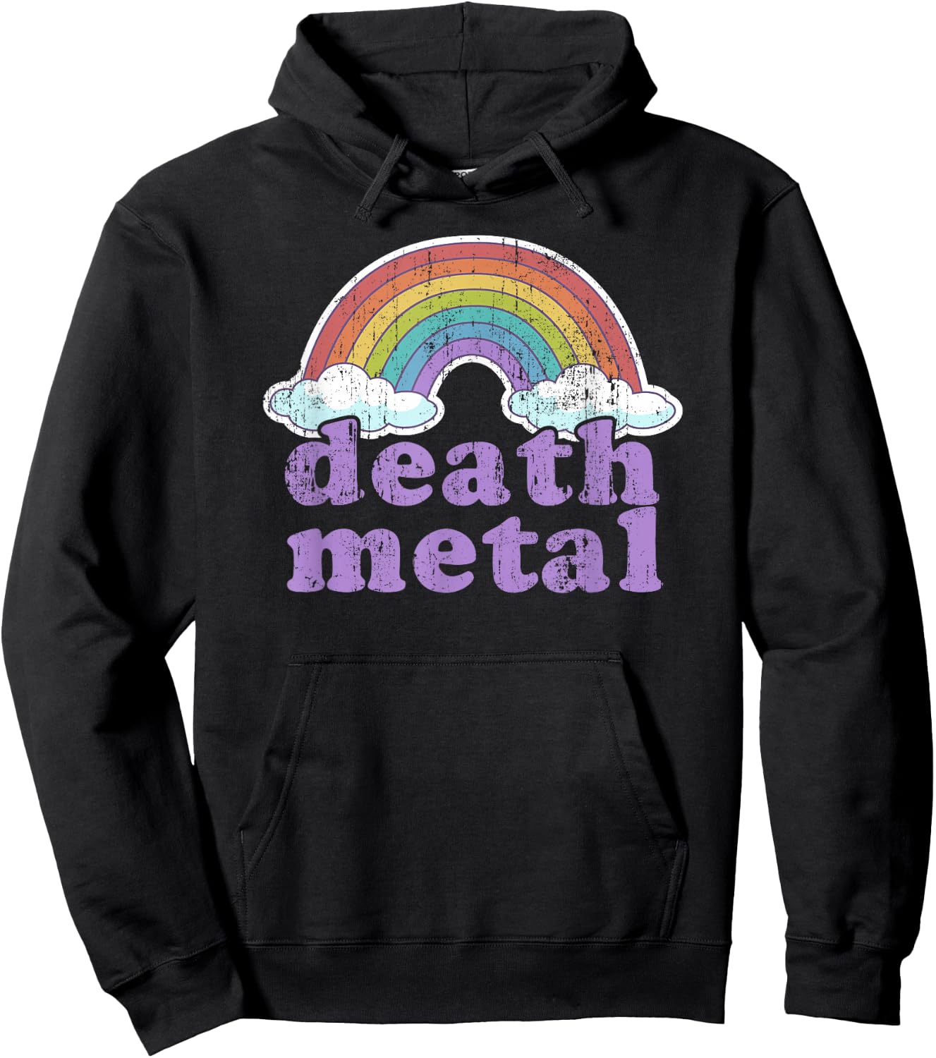 Death Metal Rainbow Funny Retro Vintage Love Music Metalhead Small Hoodie - Hoodie | Black