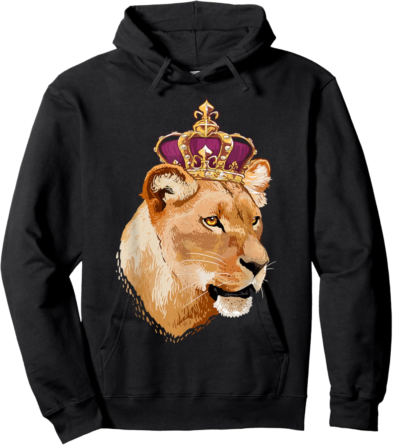 Lion Queen Big Cat Crowned Lioness Family Women Hoodie - Hoodie | Black