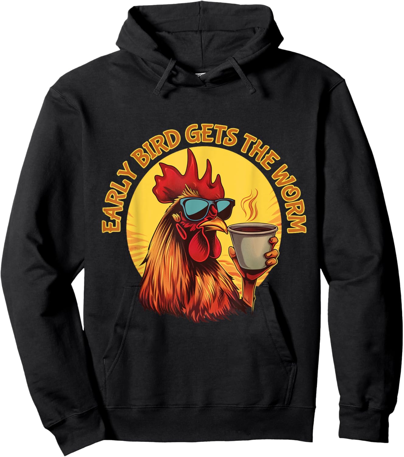 Funny Early Bird Morning Coffee Hustler Hoodie - Hoodie | Black