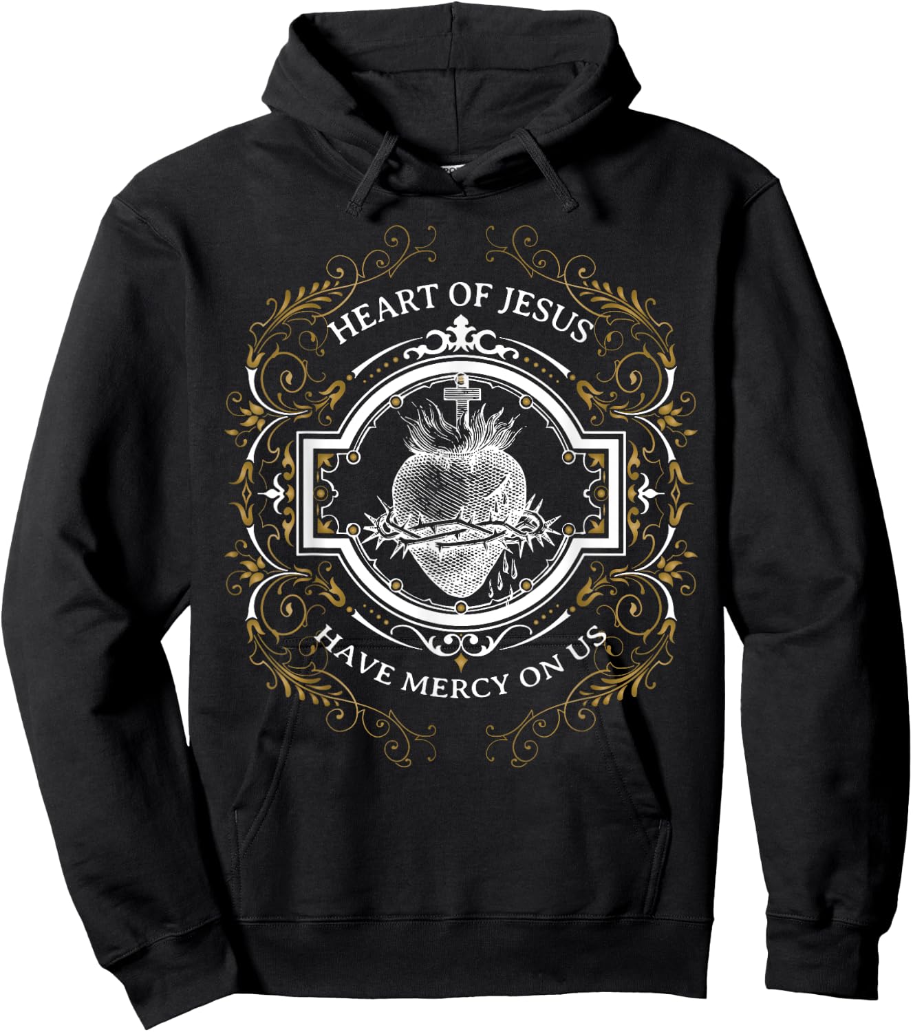 Sacred Heart of Jesus Litany Vintage Blessing Catholic Hoodie - Hoodie | Black