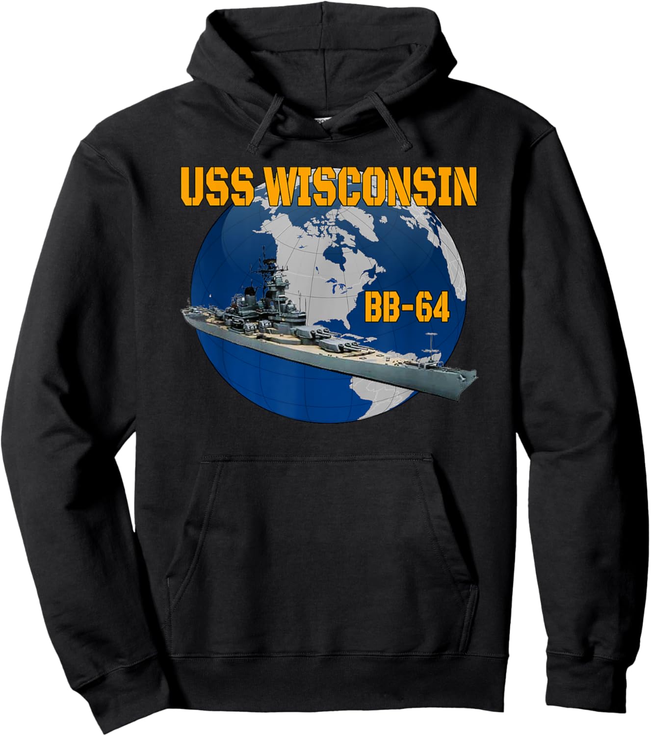 USS Wisconsin BB-64 Battleship for Grandpa Father Dad Son Hoodie - Hoodie | Black