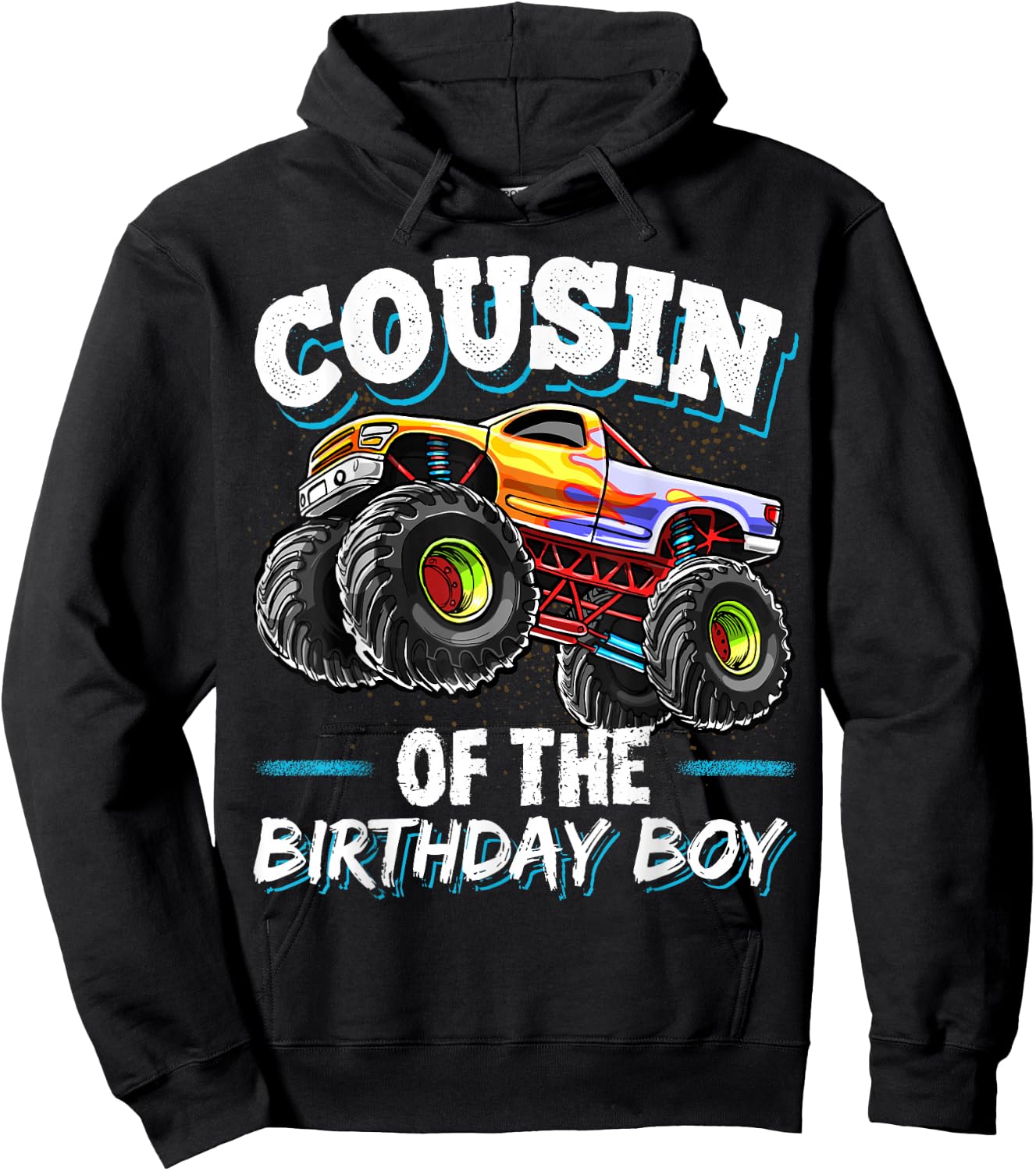 Cousin of the Birthday Boy Monster Truck Birthday Party Hoodie - Hoodie | Black