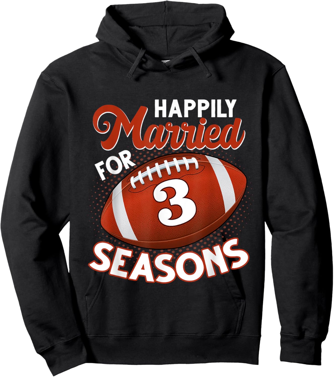 3 Years Marriage 3rd anniversary Gift Football Couple Hoodie - Hoodie | Black
