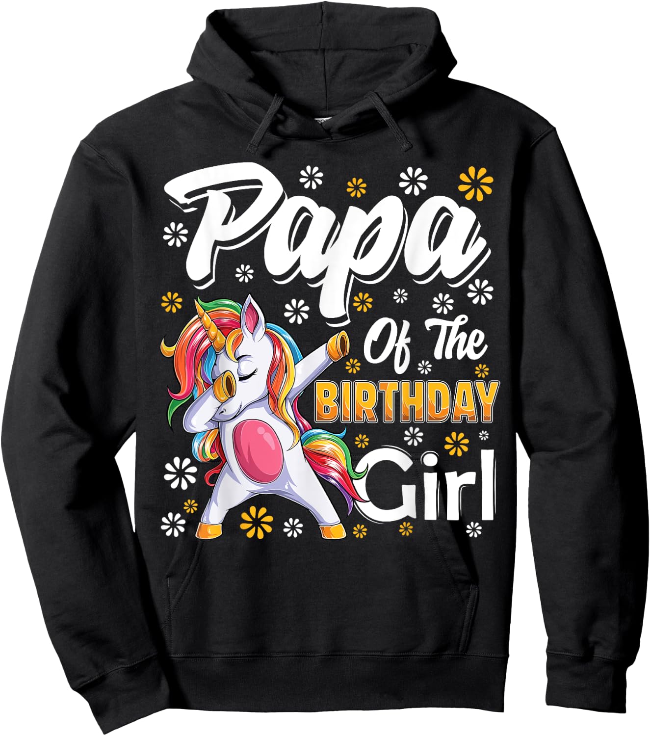 awesome dabbing unicorn birthday Papa Family Matching Hoodie - Hoodie | Black