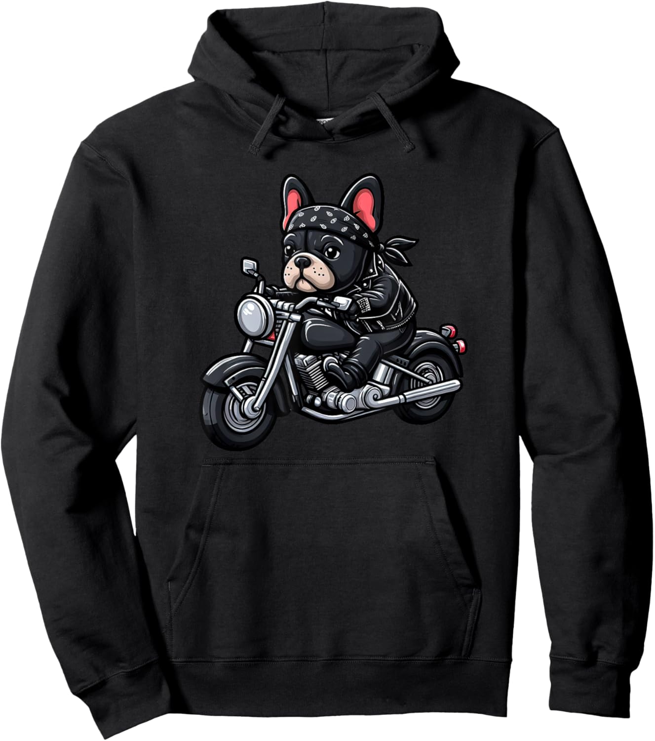 French Bulldog Biker Funny Dog Motorcycle Women Kids Hoodie - Hoodie | Black