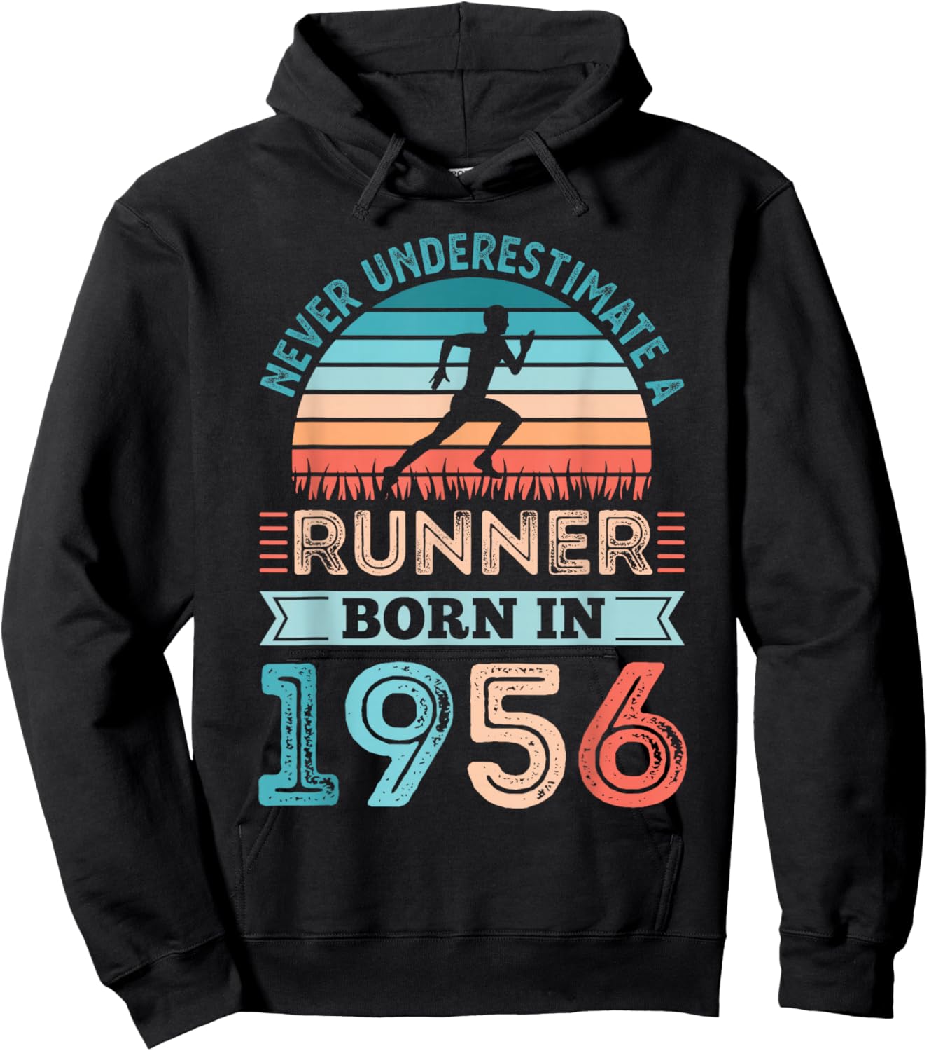 Runner born in 1956 70th Birthday Running Gifts Hoodie - Hoodie | Black