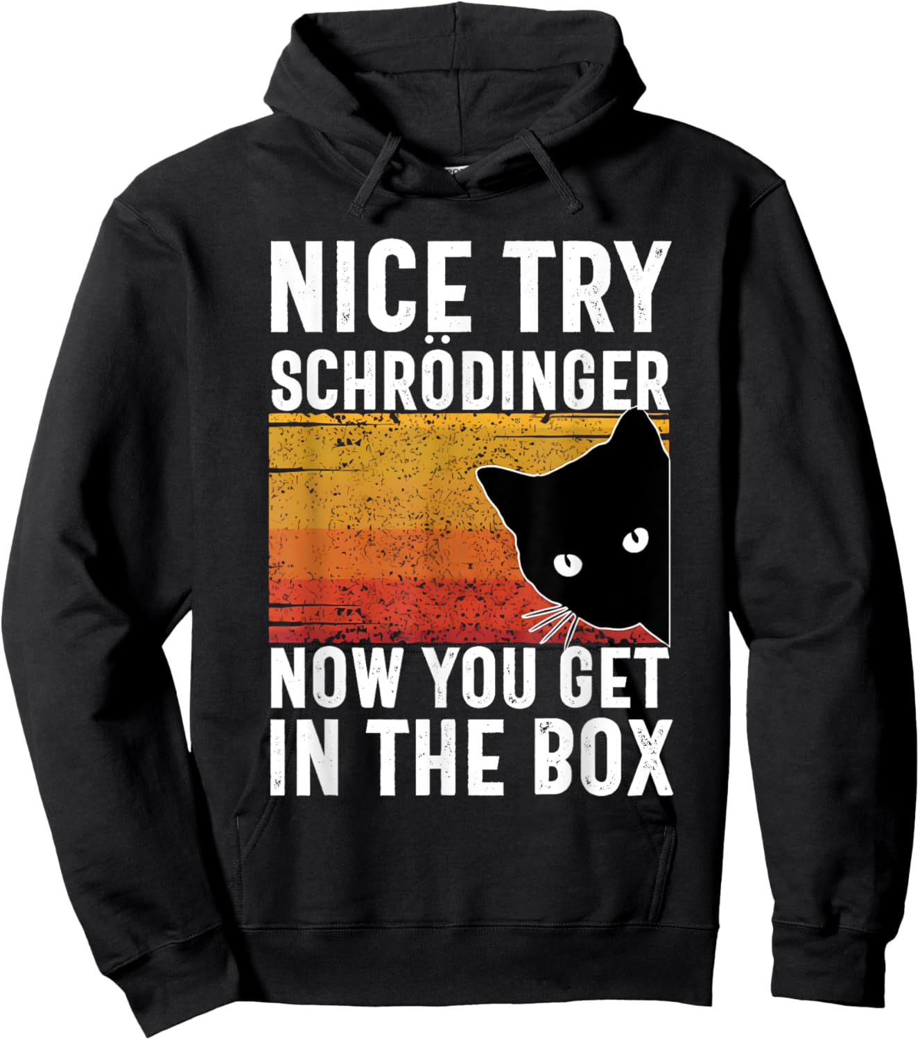 Nice Try Schrodinger Now You Get In The Box Vintage Cat Idea , Small, Black Hoodie - Hoodie | Black