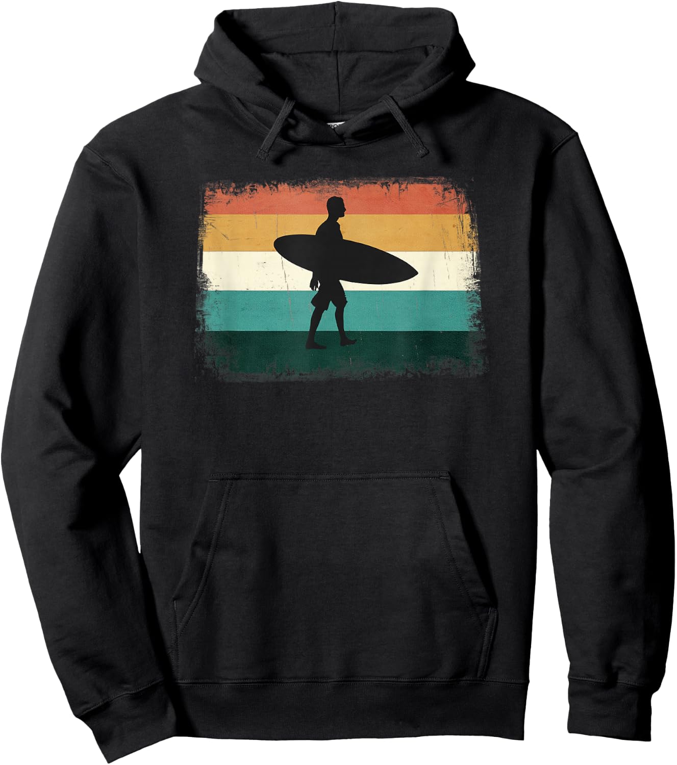 Retro Sunset Surfer - Vintage Surfing/Beach/Sun & Surf Hoodie - Hoodie | Black