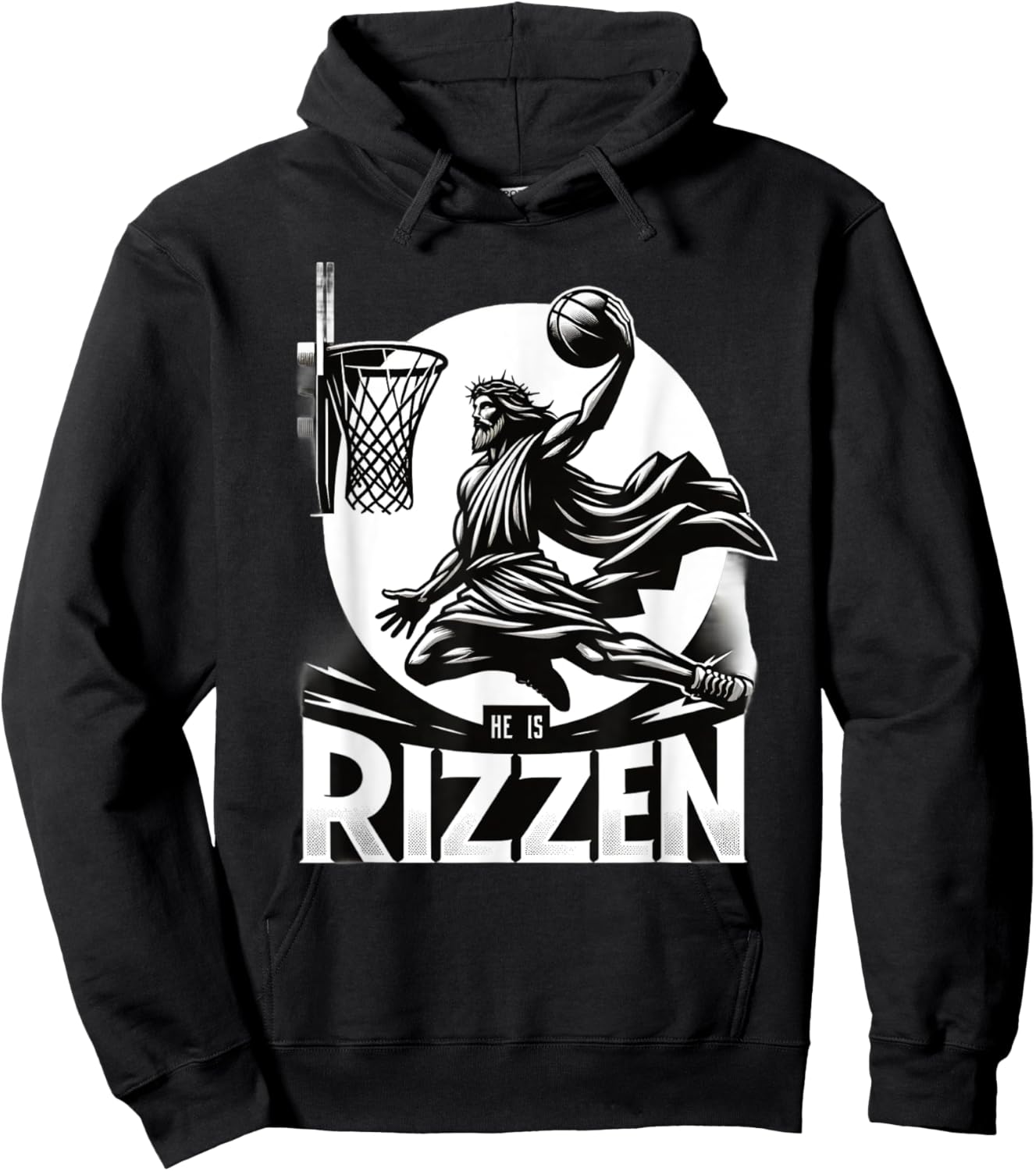 He Is Rizzin Funny Jesus Basketball Hoodie - Hoodie | Black
