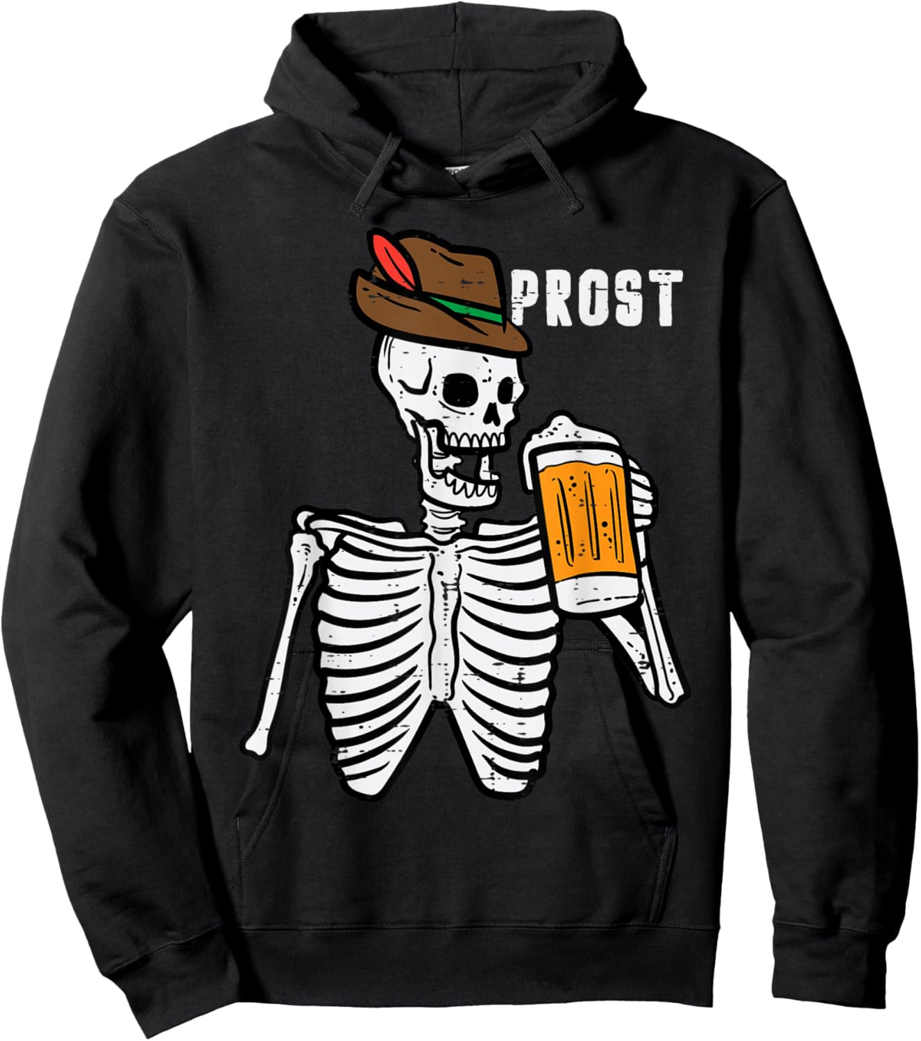 Skeleton Prost Bavarian Halloween German Oktoberfest Men Hoodie - Hoodie | Black