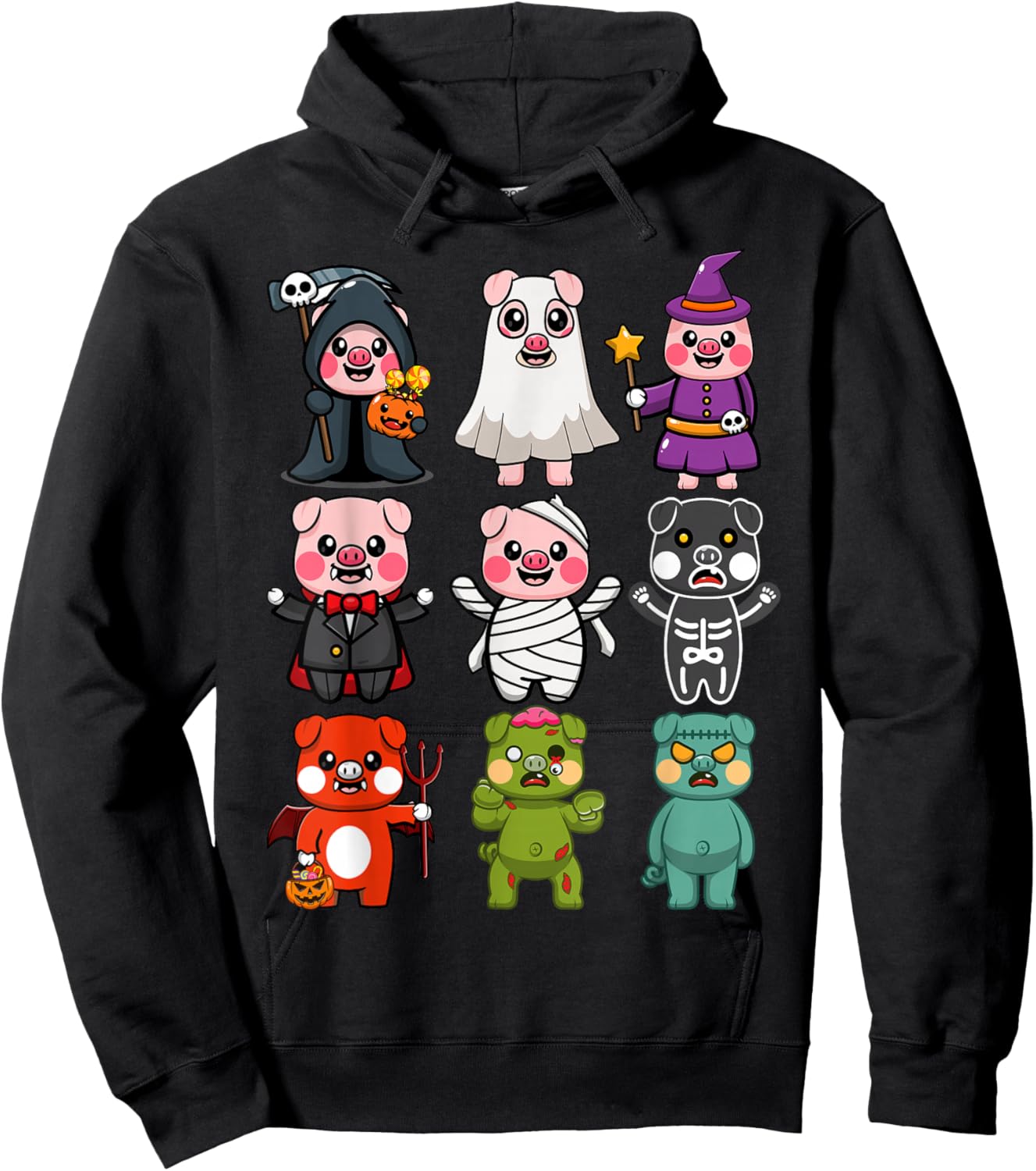 Pig Spooky Ghost Witch Boo-jee Horror Pumpkin Pig Halloween Hoodie - Hoodie | Black