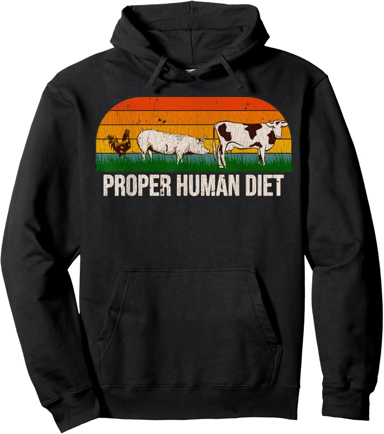 Vintage Proper Human Diet , Small, Black Hoodie - Hoodie | Black