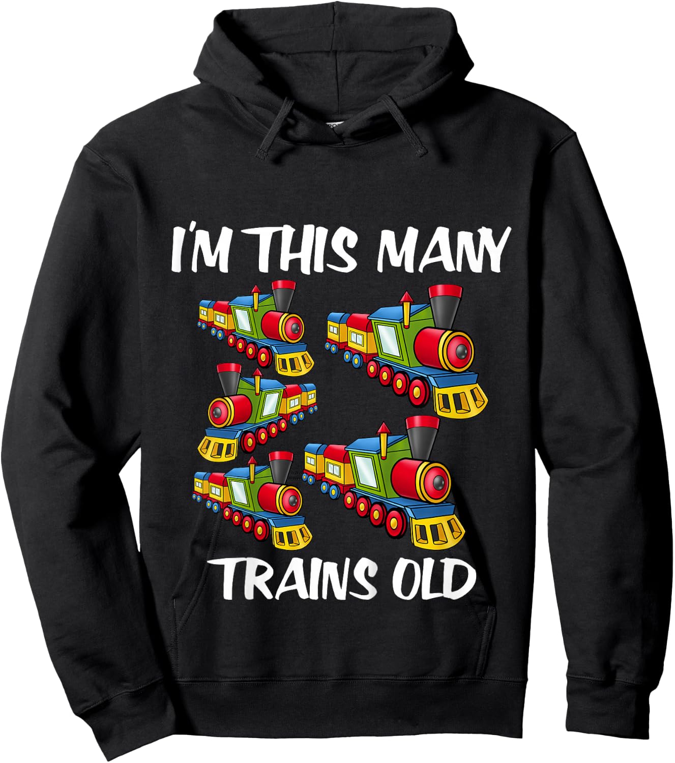 Kids I'm this many Trains Old Boy 5th Birthday 5 Years Old Hoodie - Hoodie | Black