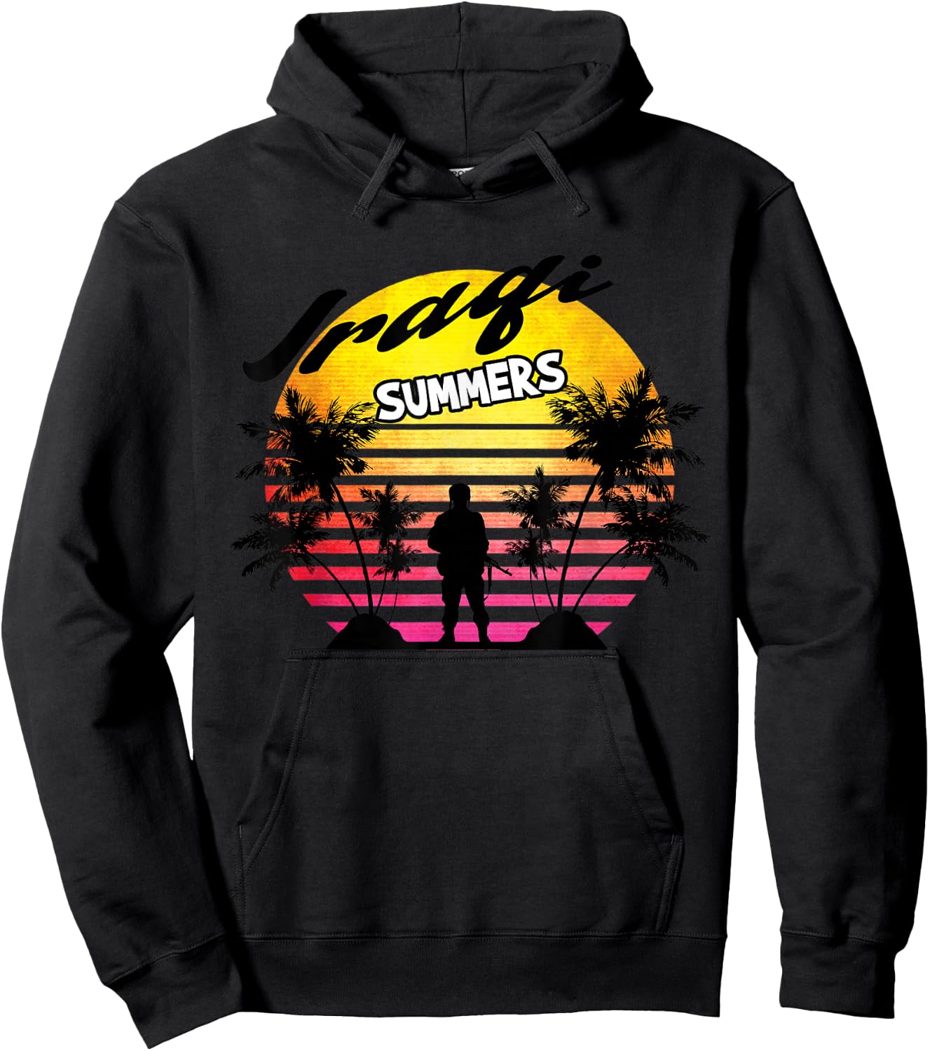 Retro Sun Iraqi Summers Veteran Gift Funny Iraq Veteran Hoodie - Hoodie | Black
