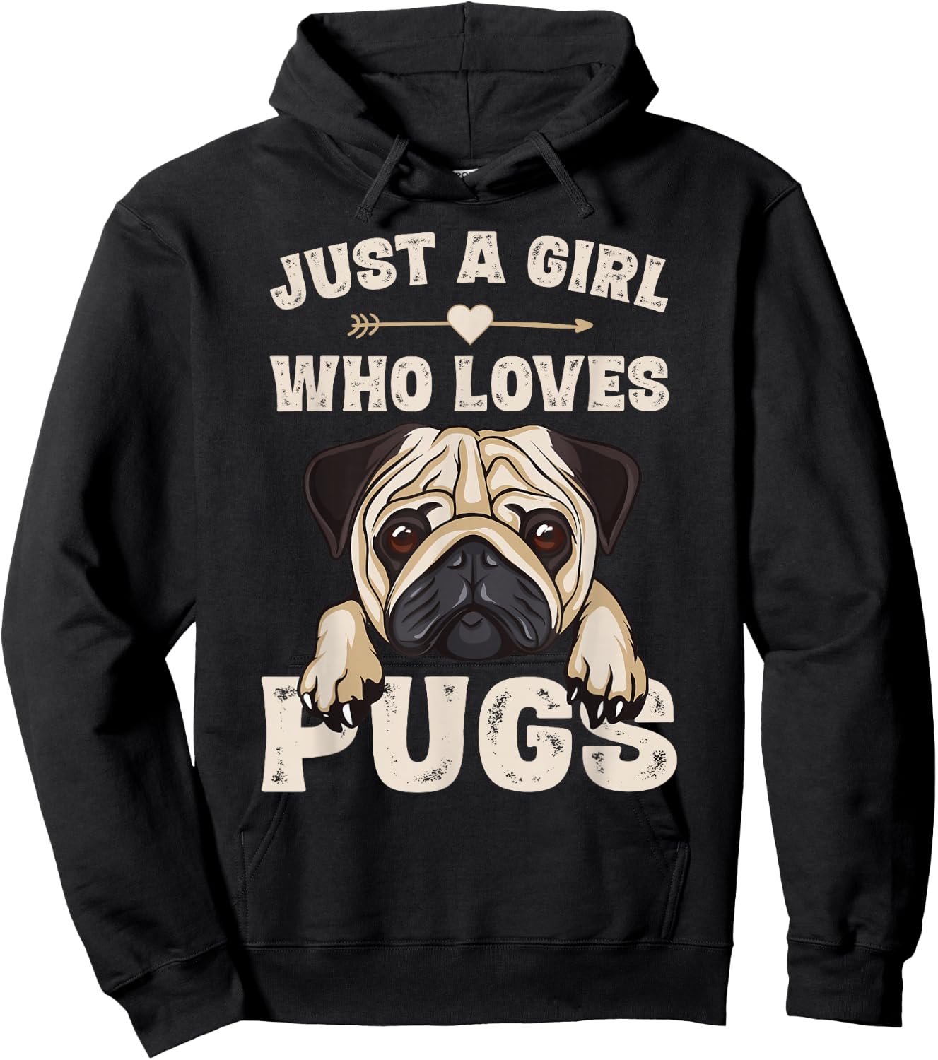Funny Pug Dog Gifts for Girls Just a Girl Who Loves Pugs Hoodie - Hoodie | Black