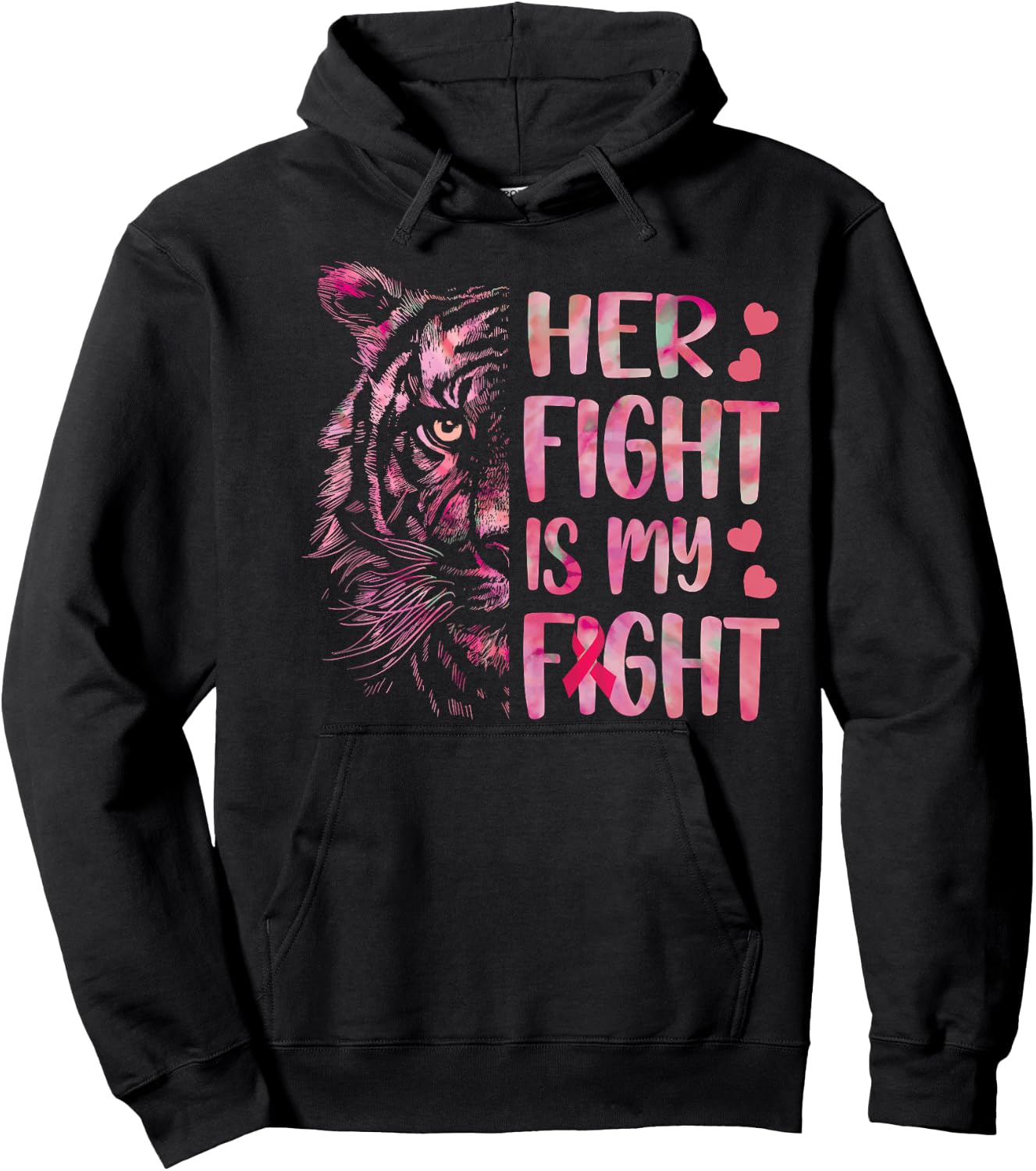 Tiger Her Fight Is My Fight Breast Cancer Awareness 2022 Hoodie - Hoodie | Black