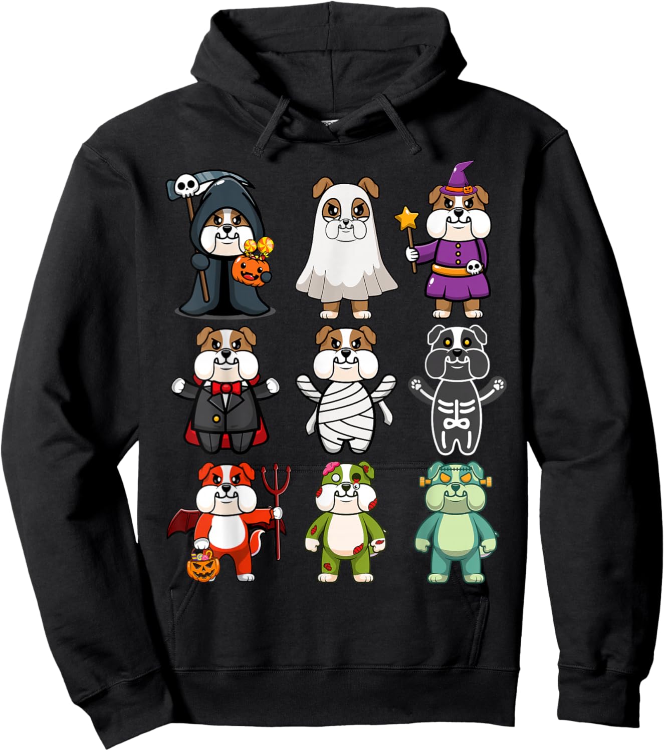 Bulldog Spooky Boo-Jee Horror Pumpkin Bulldog Halloween Hoodie - Hoodie | Black