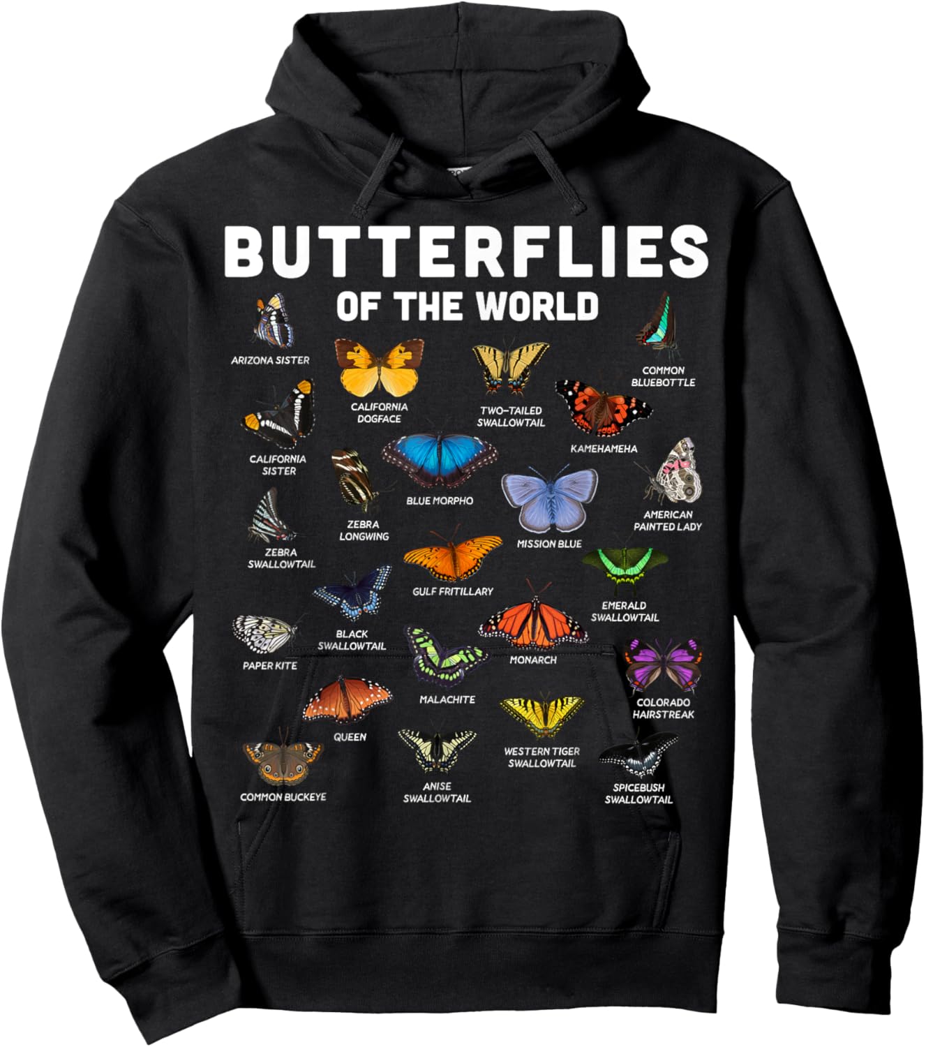Butterfly Shirt Butterflies Of The World Butterfly Lover Hoodie - Hoodie | Black