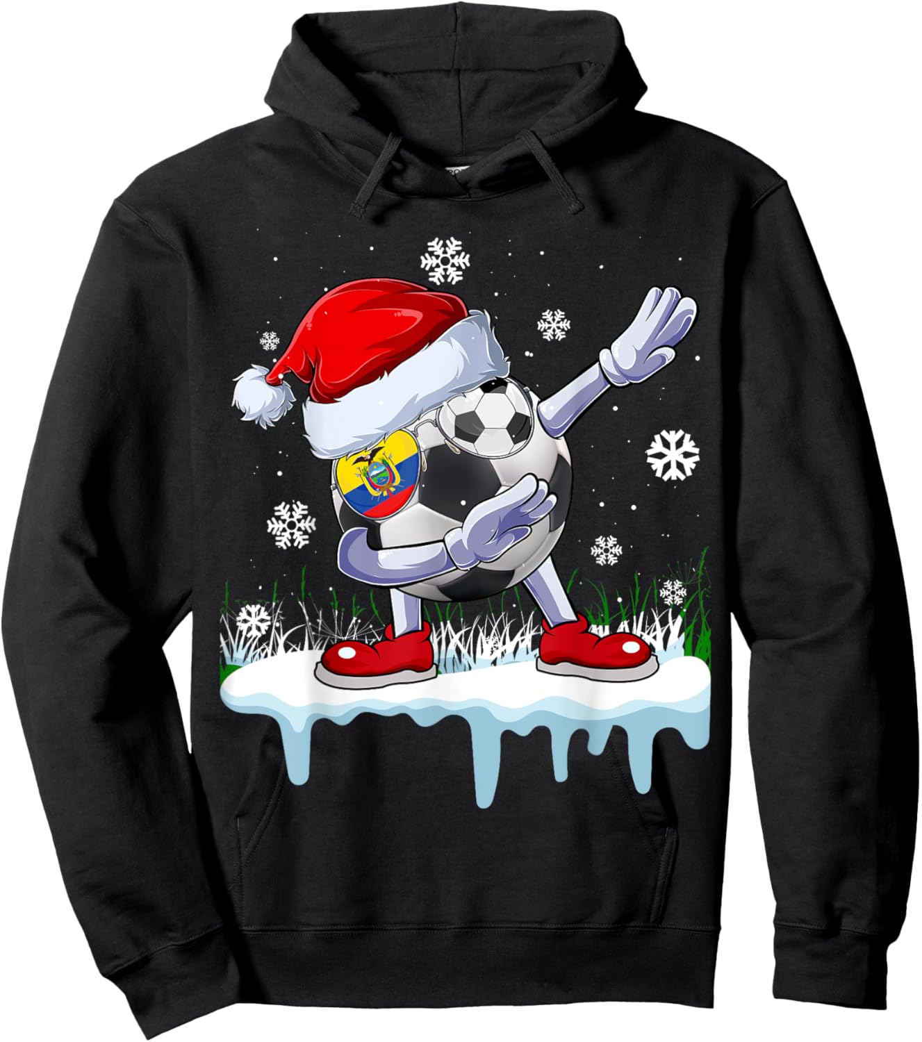 Funny Santa Soccer Dabbing Ugly Christmas Sweater Hoodie - Hoodie | Black