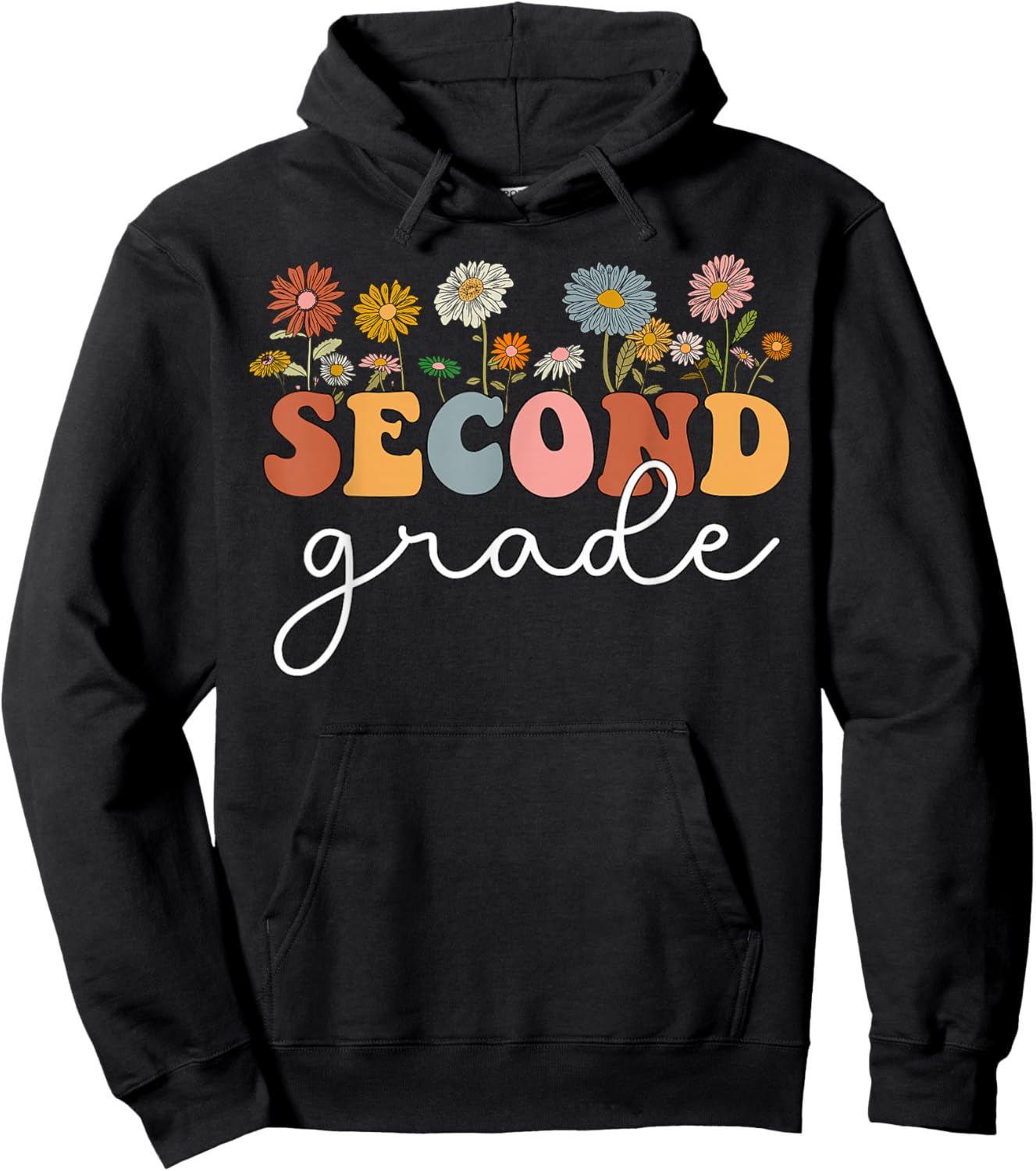 Second Grade Teacher Wildflower 2nd Grade Back To School Hoodie - Hoodie | Black