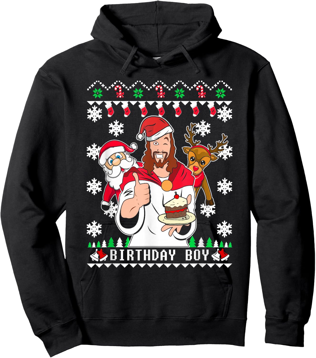 Funny Birthday Boy Men Women Kids Ugly Christmas Hoodie - Hoodie | Black