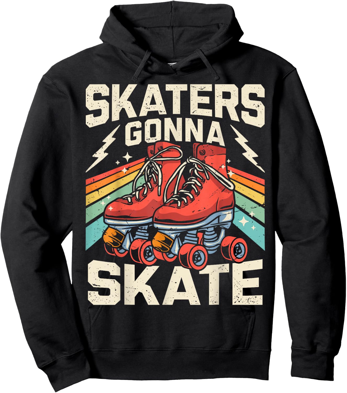 Roller Skating Funny Skaters Gonna Skate Retro 70s 80s Girls Hoodie - Hoodie | Black