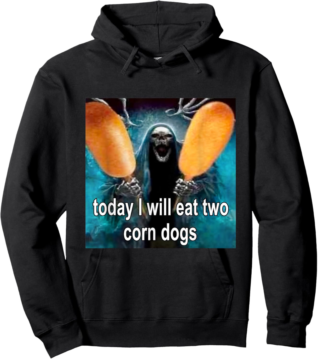 Today I Will Eat Two Corn Dogs Meme Hoodie - Hoodie | Black