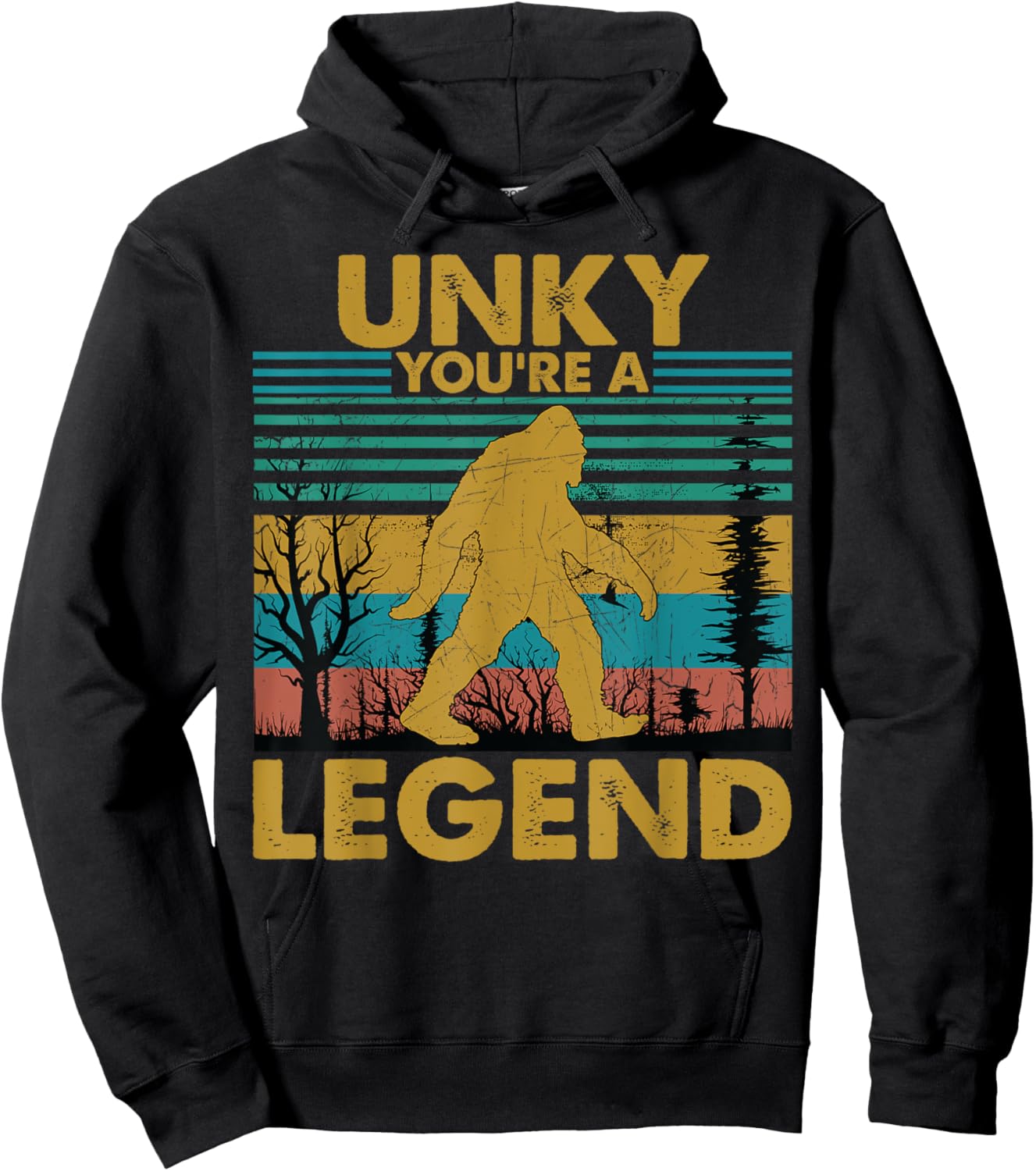 Unky You're A Legend Retro Vintage Bigfoot Uncle Hoodie - Hoodie | Black
