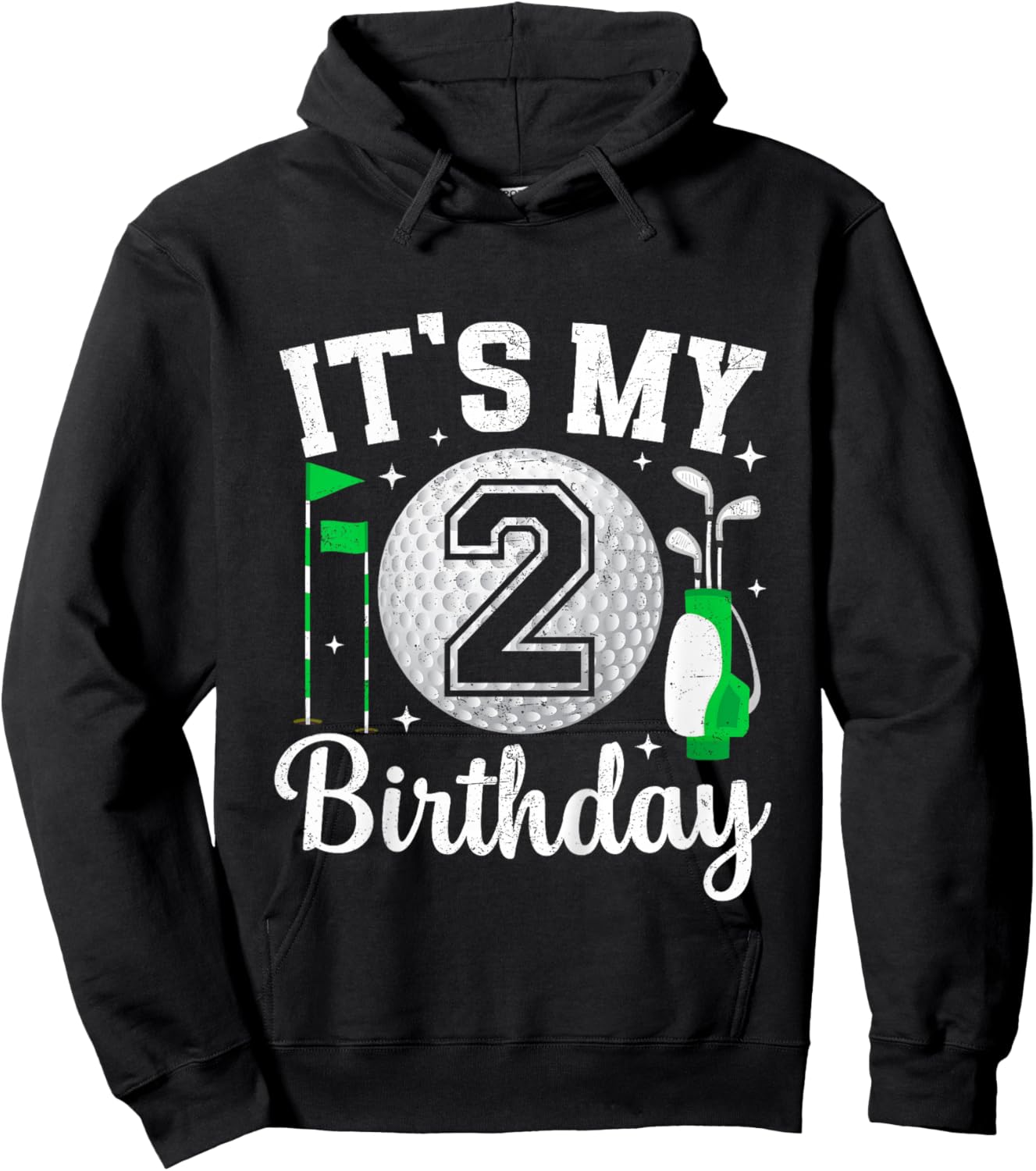 Kids It's My 2nd Birthday Golf 2 Year Old Golf Player Birthday Hoodie - Hoodie | Black