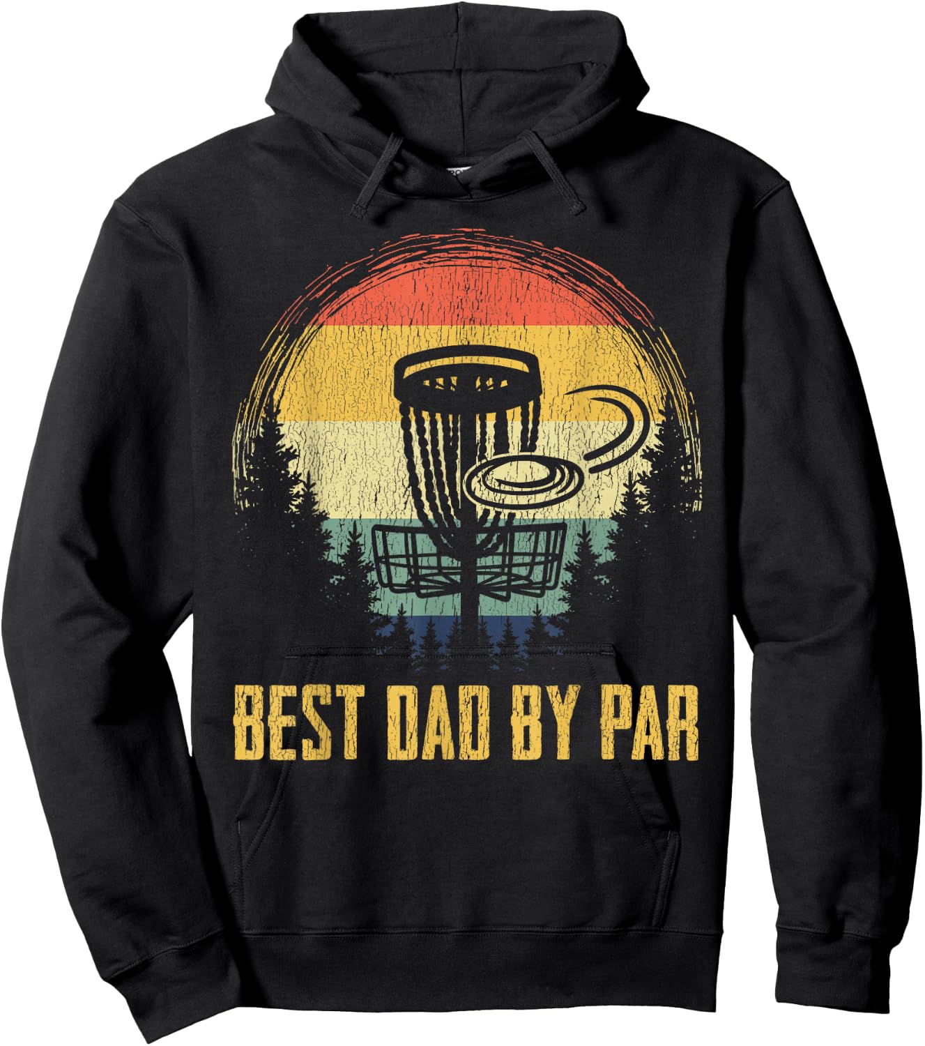 Best Dad By Par Funny Disc Golf Vintage Frisbee Father's Day Hoodie - Hoodie | Black