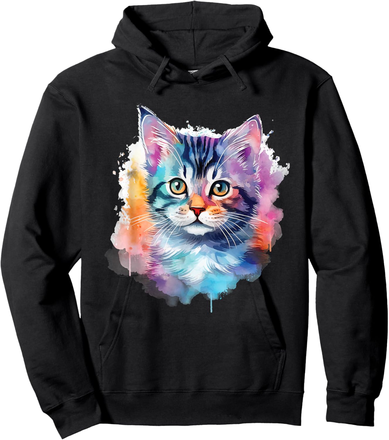 Colorful Cat - Cat Lover Kitten Owner Kitty Women Girls Kids Hoodie - Hoodie | Black