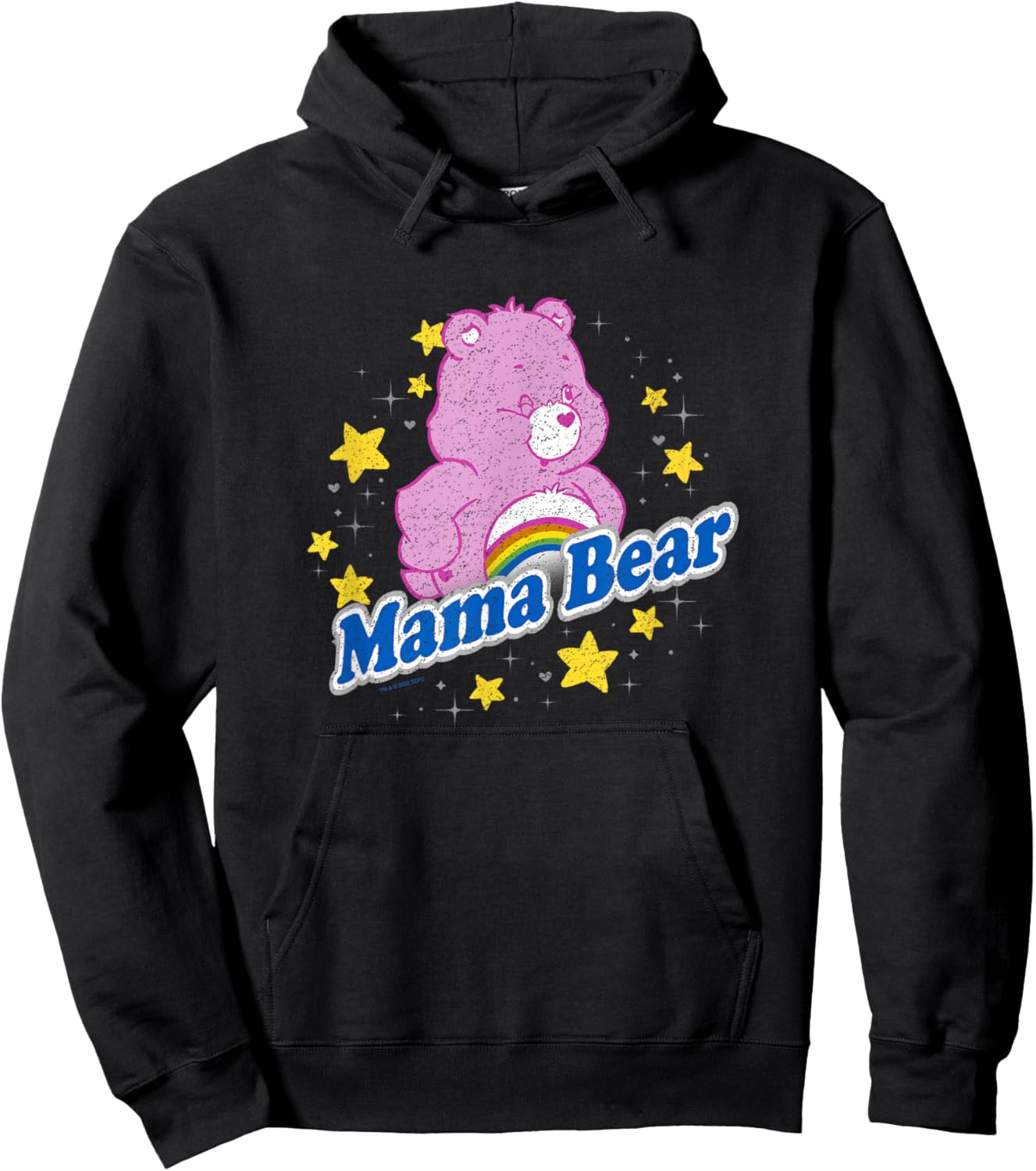 Care Bears Mama Bear Cheer Bear Rainbow Stars Vintage Logo Hoodie - Hoodie | Black