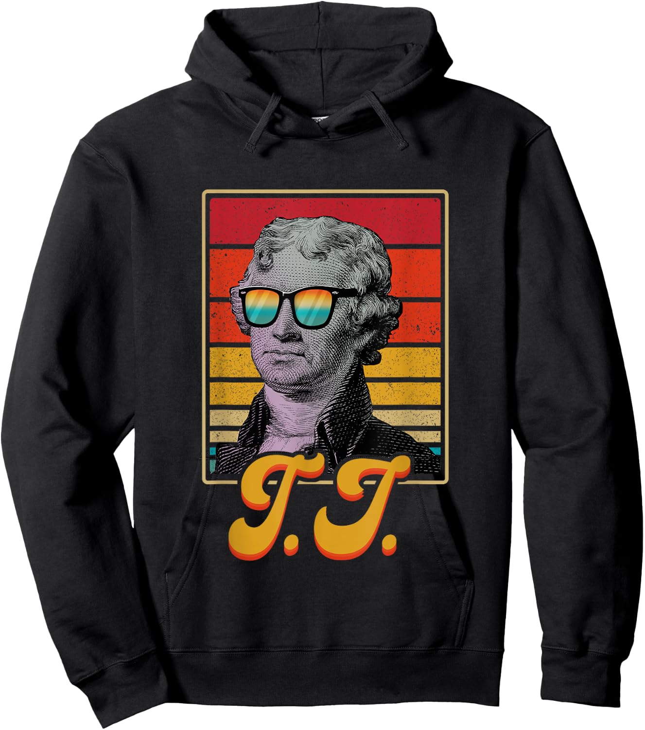 T.J. President Thomas Jefferson Retro Patriotic 4th Of July Men Hoodie - Hoodie | Black