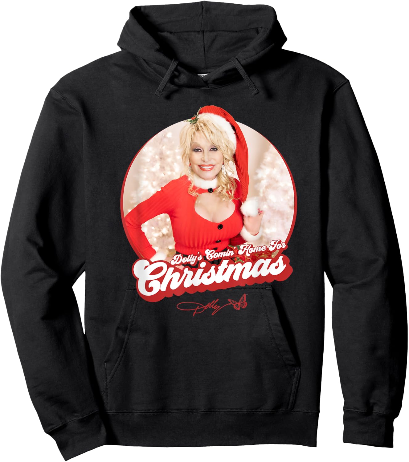 Dolly Parton's Comin' Home for Christmas -Adults - Black, Small Hoodie - Hoodie | Black