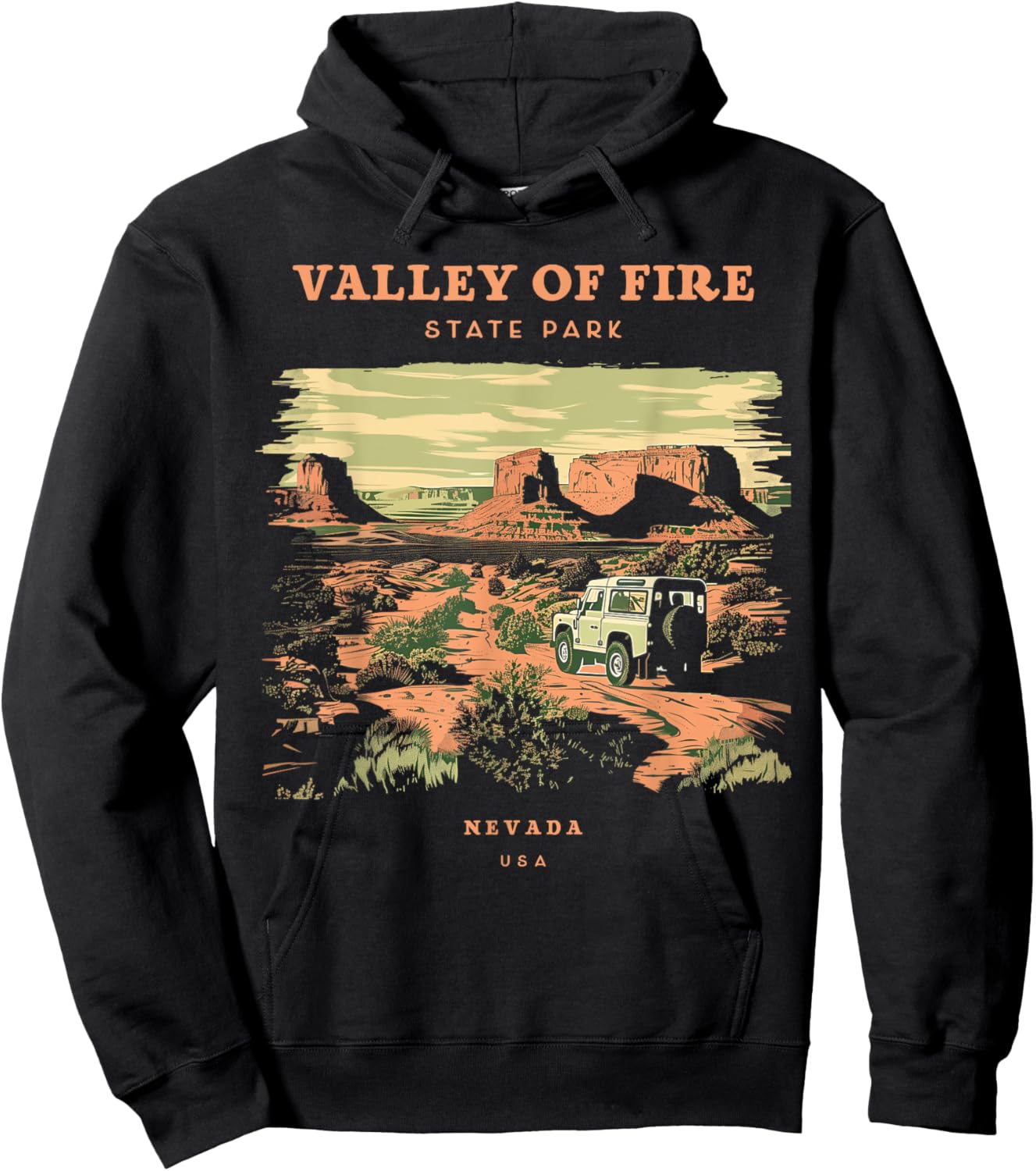 Valley of Fire State Park Nevada Retro Vintage Hoodie - Hoodie | Black