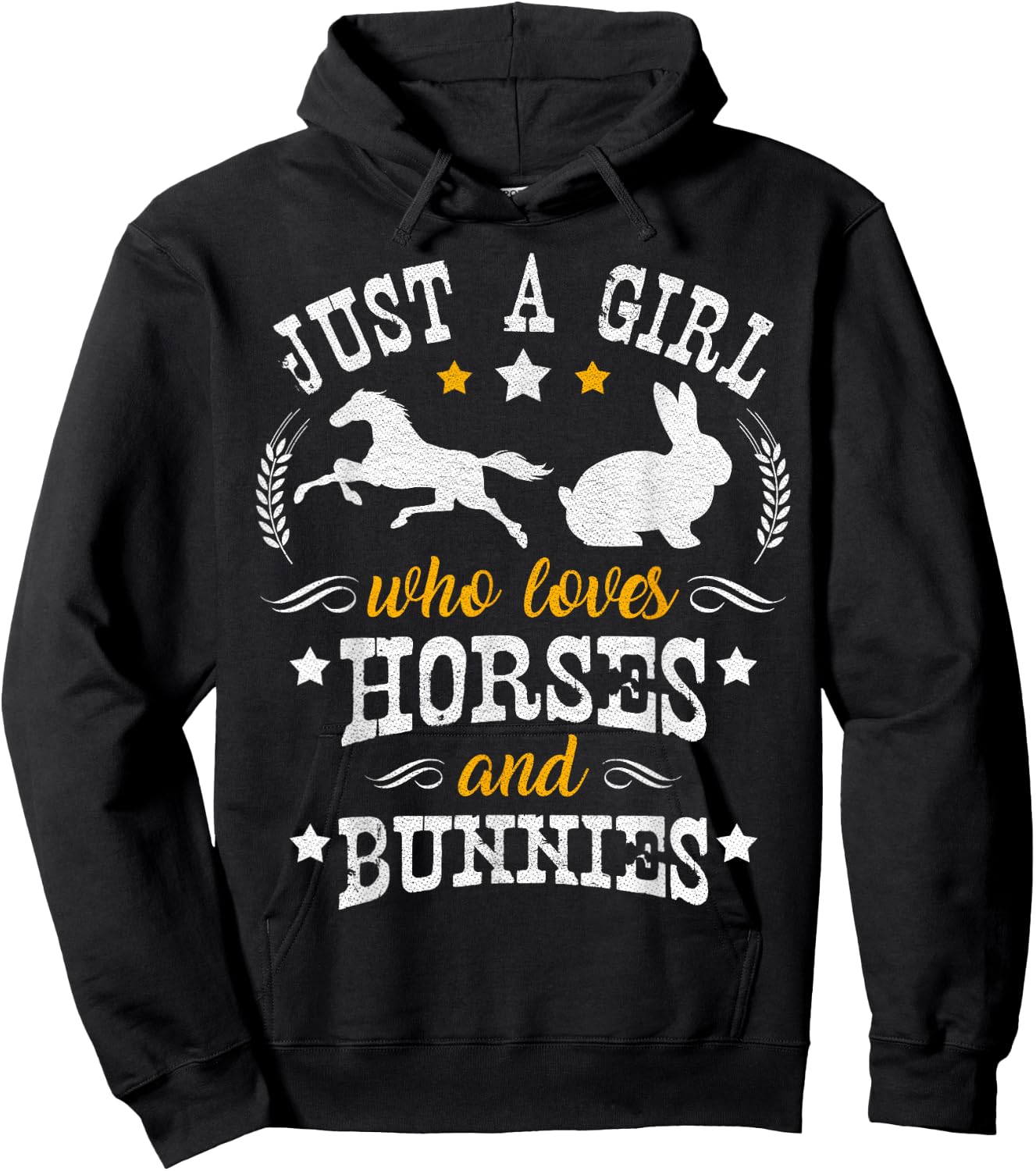 Horse Lover Gift - Just A Girl Who Loves Horses & Bunnies Hoodie - Hoodie | Black