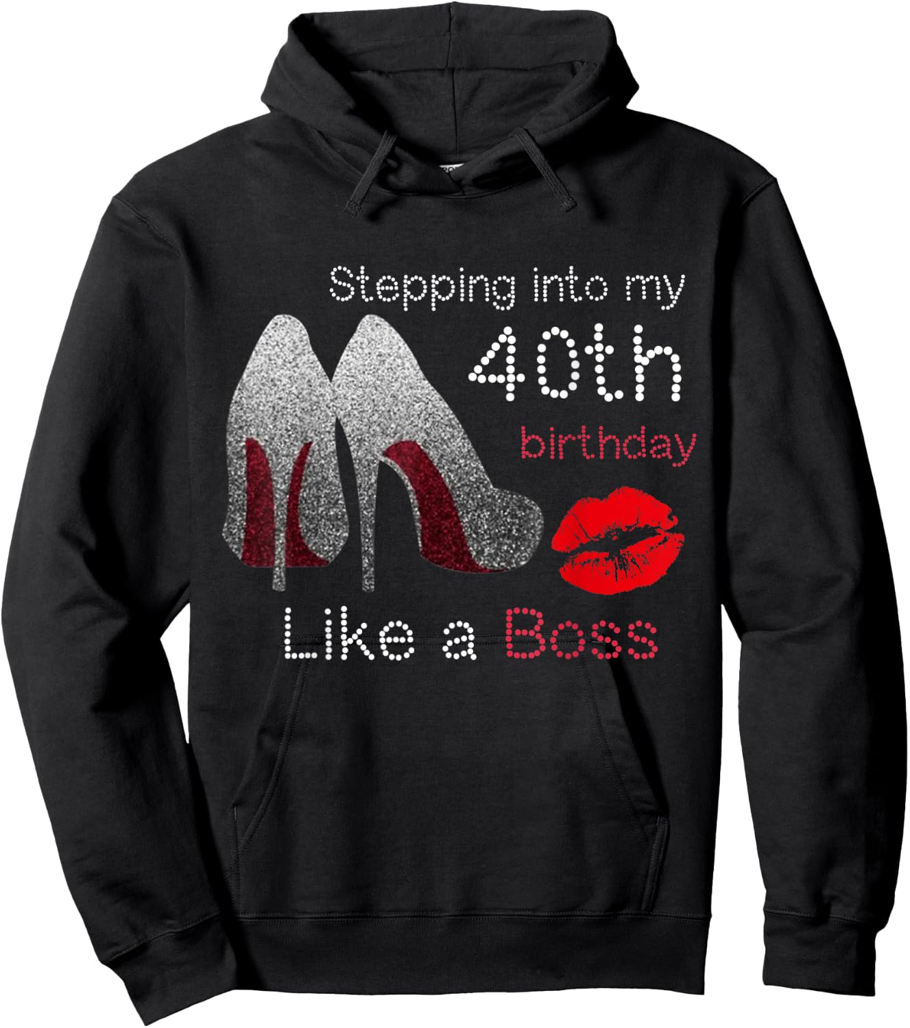 Women's Stepping Into My 40th Birthday Like A Boss Funny Hoodie - Hoodie | Black