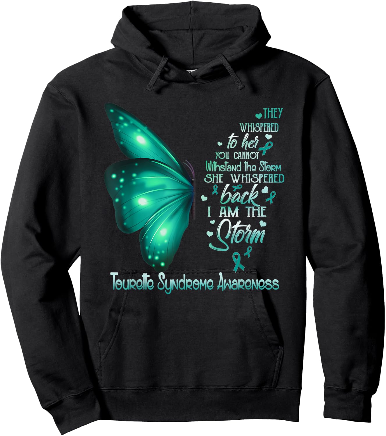 I am the storm Tourette Syndrome Awareness Butterfly Hoodie - Hoodie | Black