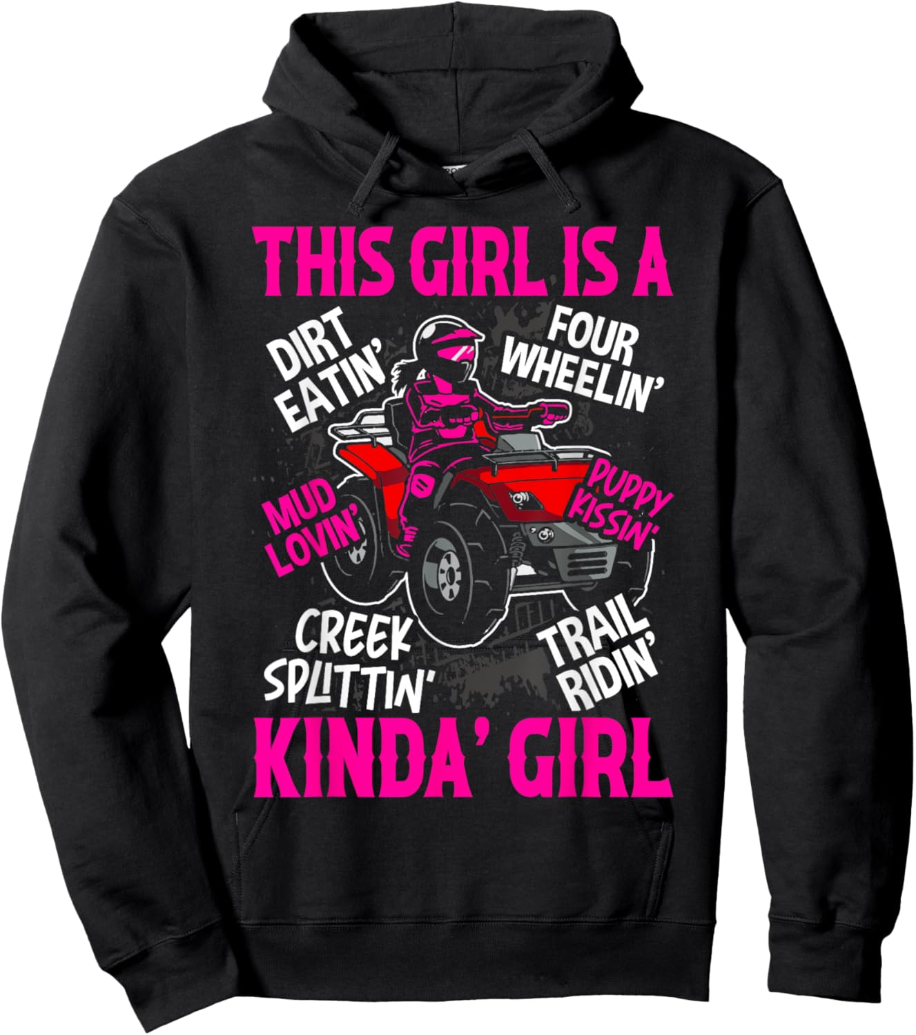 Girl Off-Road Racing Four-Wheeler 4x4 Wheel Quad Bike Racer Hoodie - Hoodie | Black