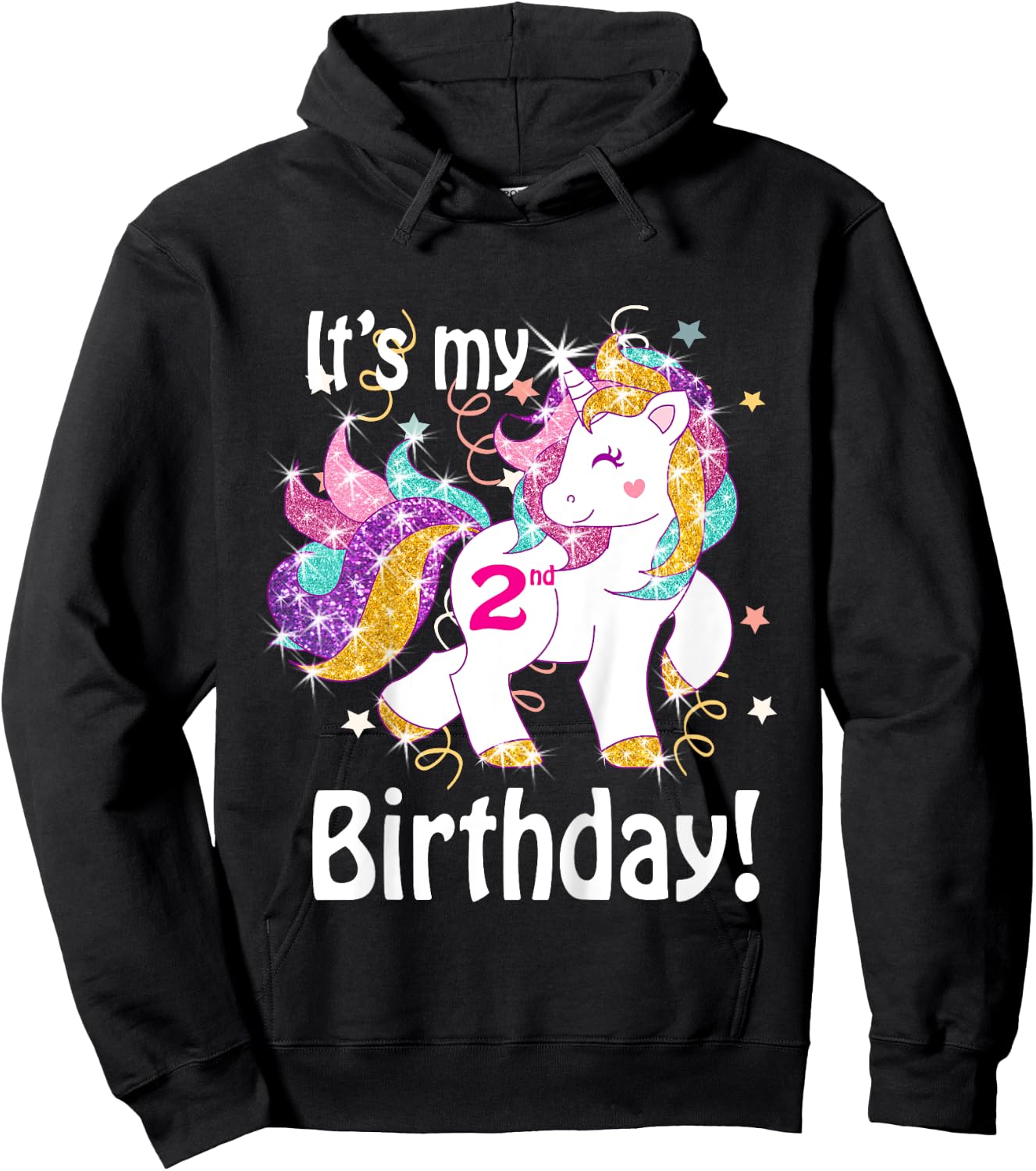 Its My 2nd Birthday Unicorn Outfits for toddler girls gift Hoodie - Hoodie | Black