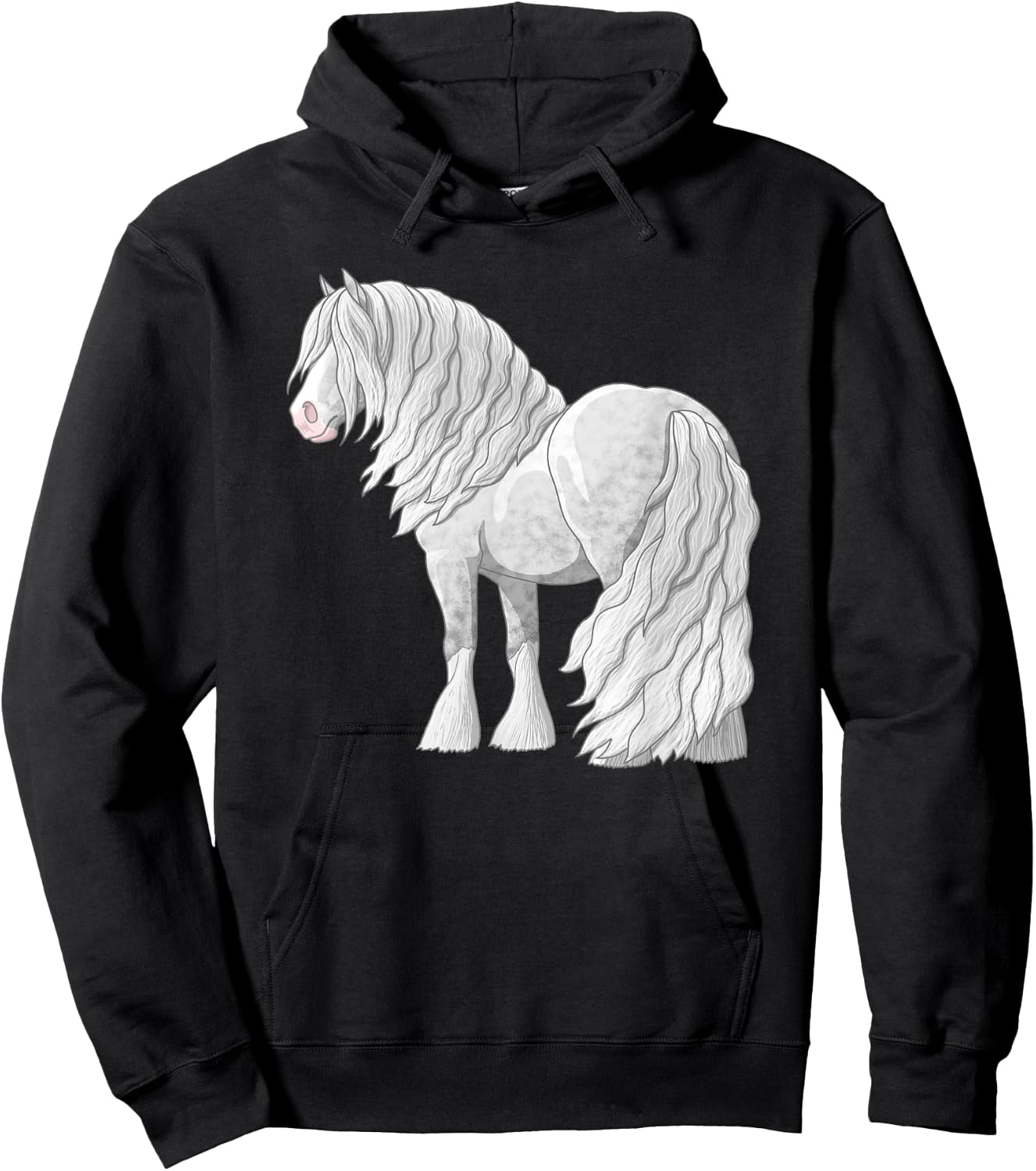 White Dapple Gray Gypsy Vanner Irish Cob Draft Horse Hoodie - Hoodie | Black
