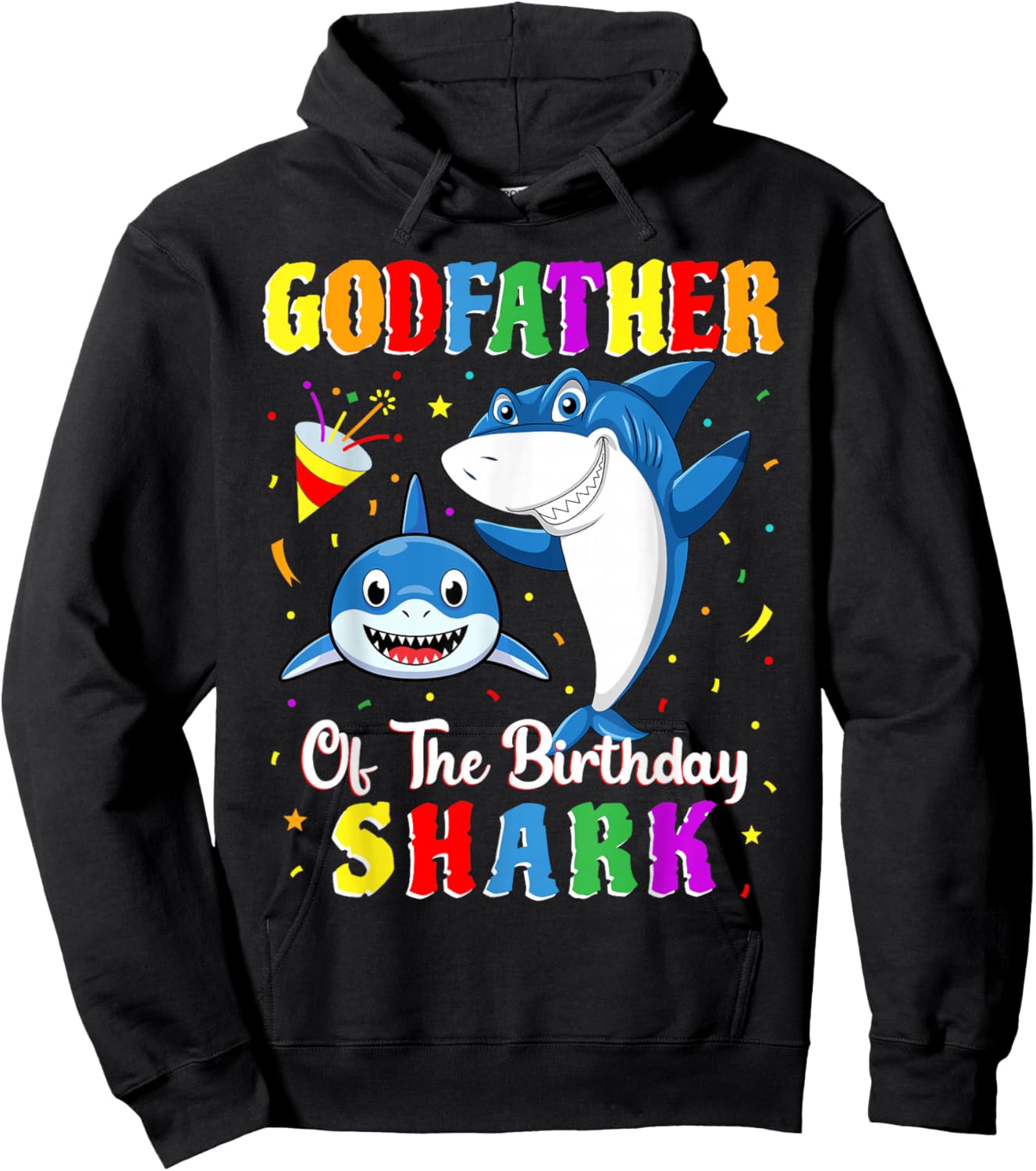Godfather Of The Shark Birthday Family Birthday Godson Hoodie - Hoodie | Black