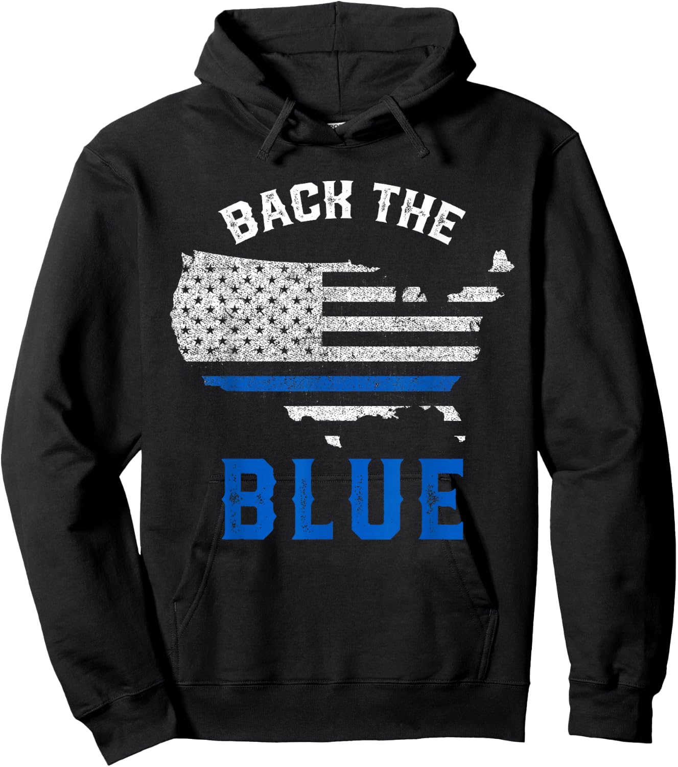 Police Support Back To The Blue US Flag Thin Blue Line Hoodie - Hoodie | Black