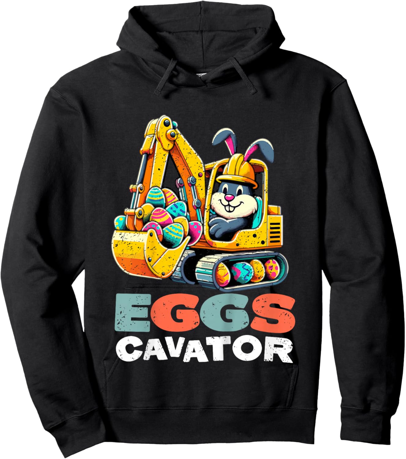 Kids Eggs Cavator Easter Bunny Excavator Boys Hoodie - Hoodie | Black