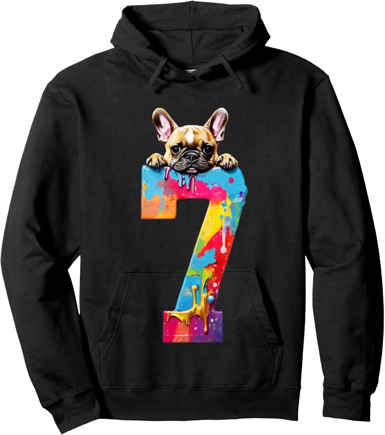 Dog 7 Years French Bulldog 7th Birthday Hoodie - Hoodie | Black