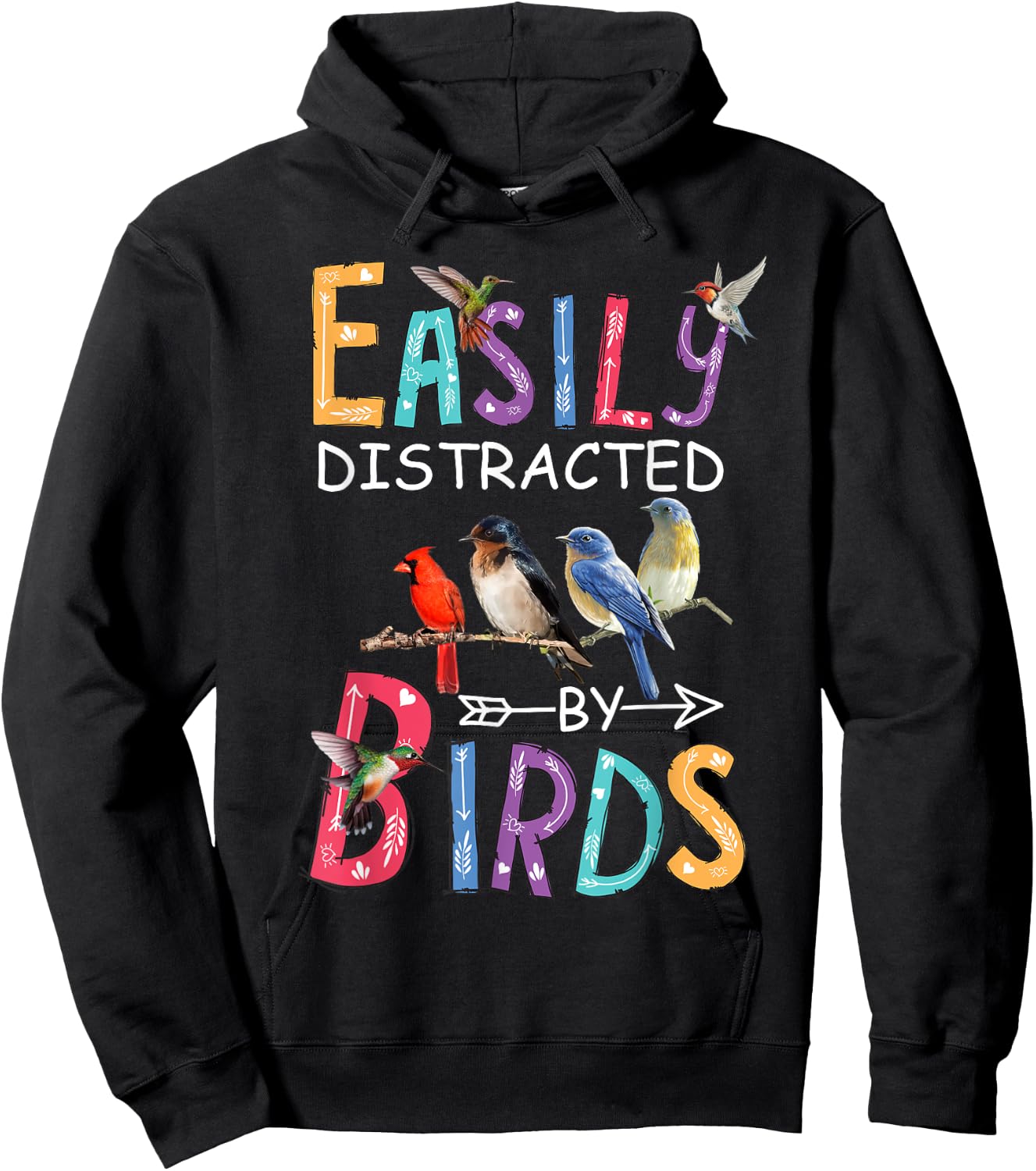 Easily Distracted By Birds Funny Bird Hoodie - Hoodie | Black
