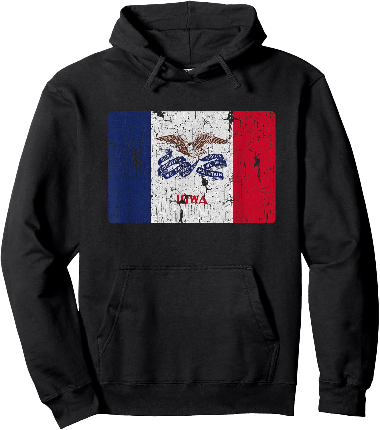 Vintage Iowa Flag IA Souvenir Hoodie - Hoodie | Black